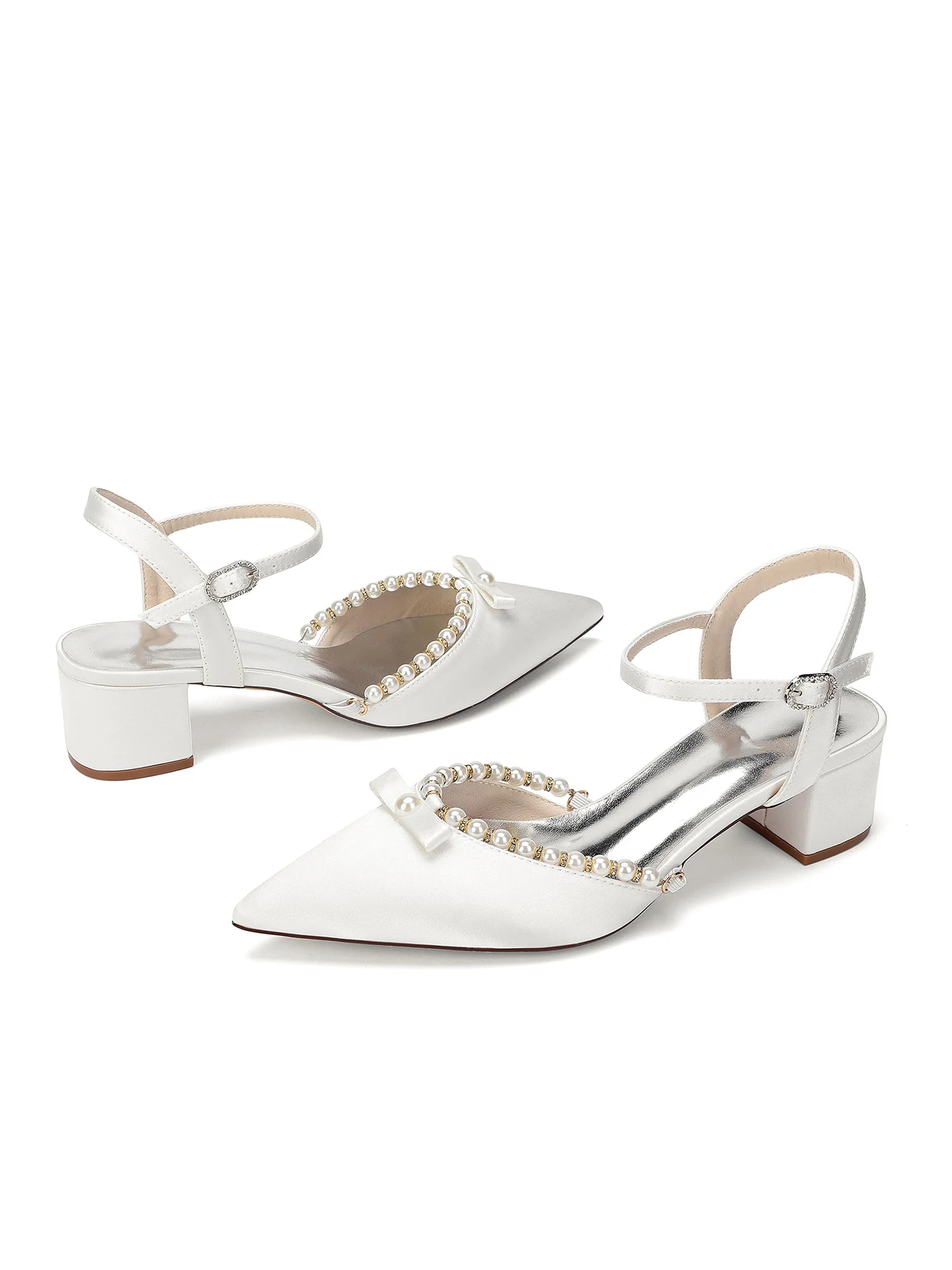 Blockabsatz Pumps mit Perlen und Schleife - Image 13