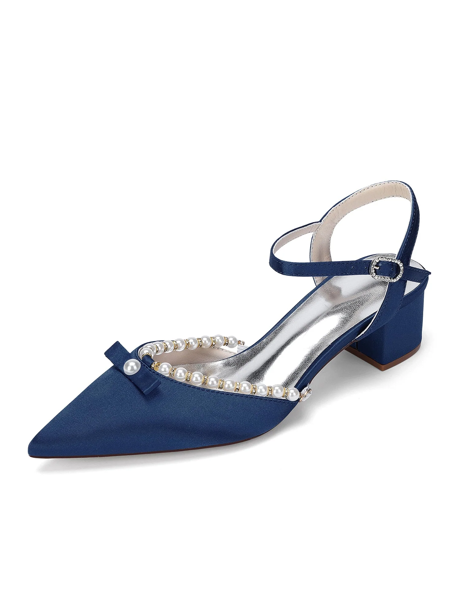 Blockabsatz Pumps mit Perlen und Schleife - Image 5