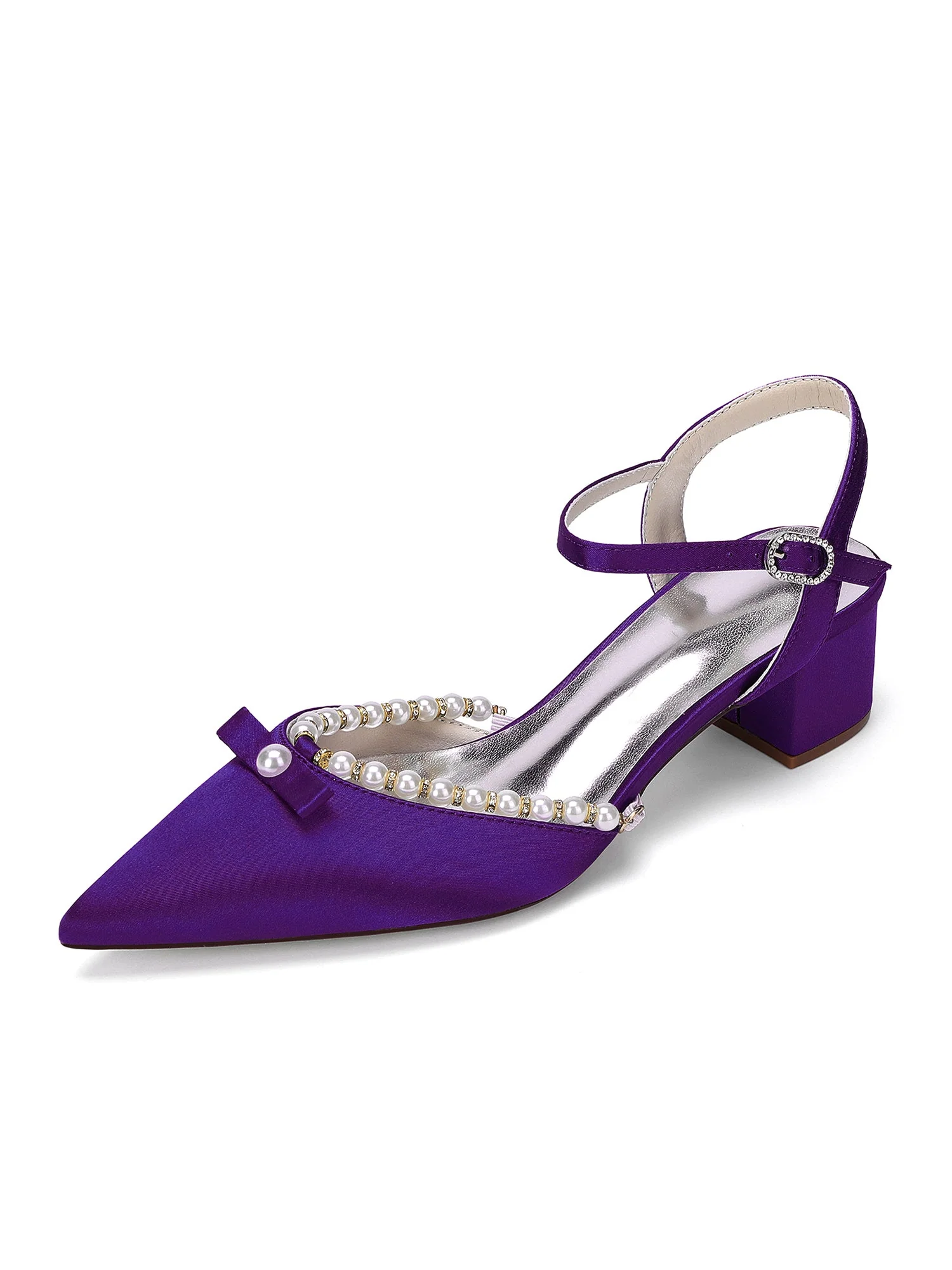 Blockabsatz Pumps mit Perlen und Schleife - Image 8