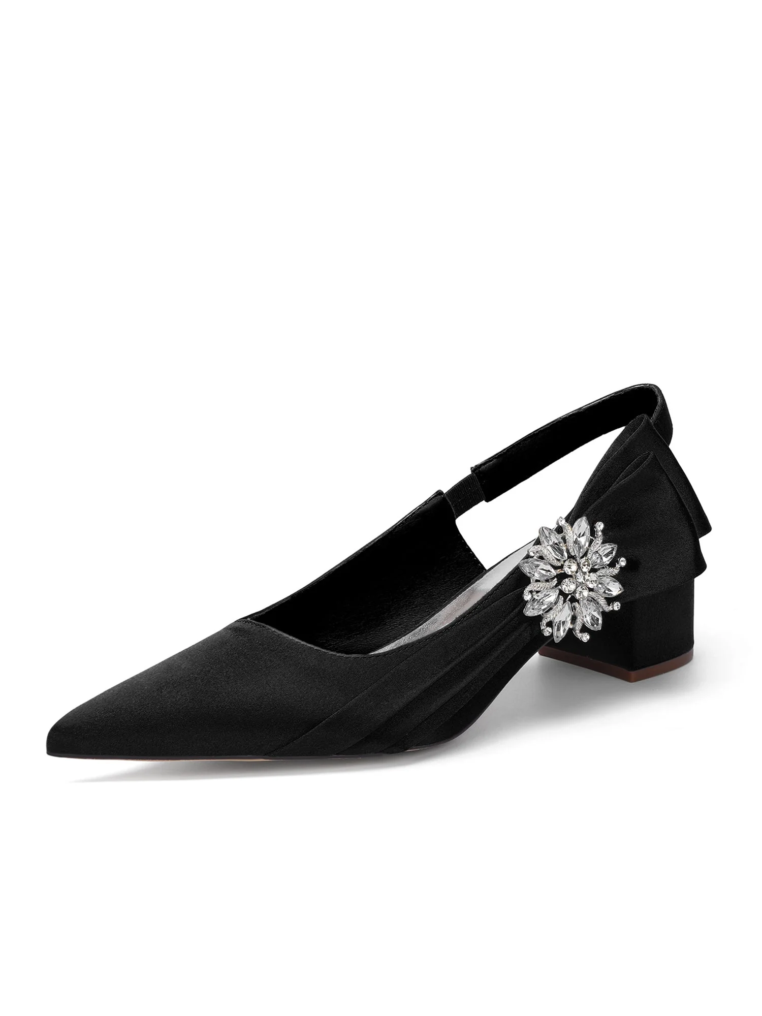 Slingback Pumps mit Kristallbrosche