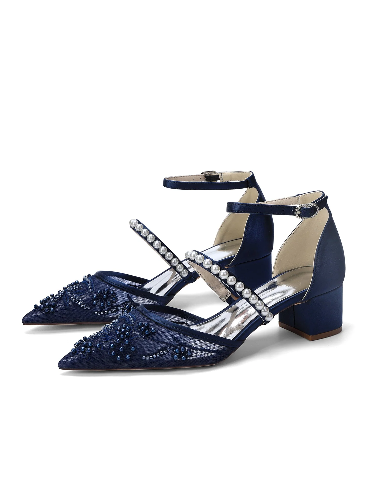 Mesh-Pumps mit Blockabsatz und Perlenriemen - Image 3