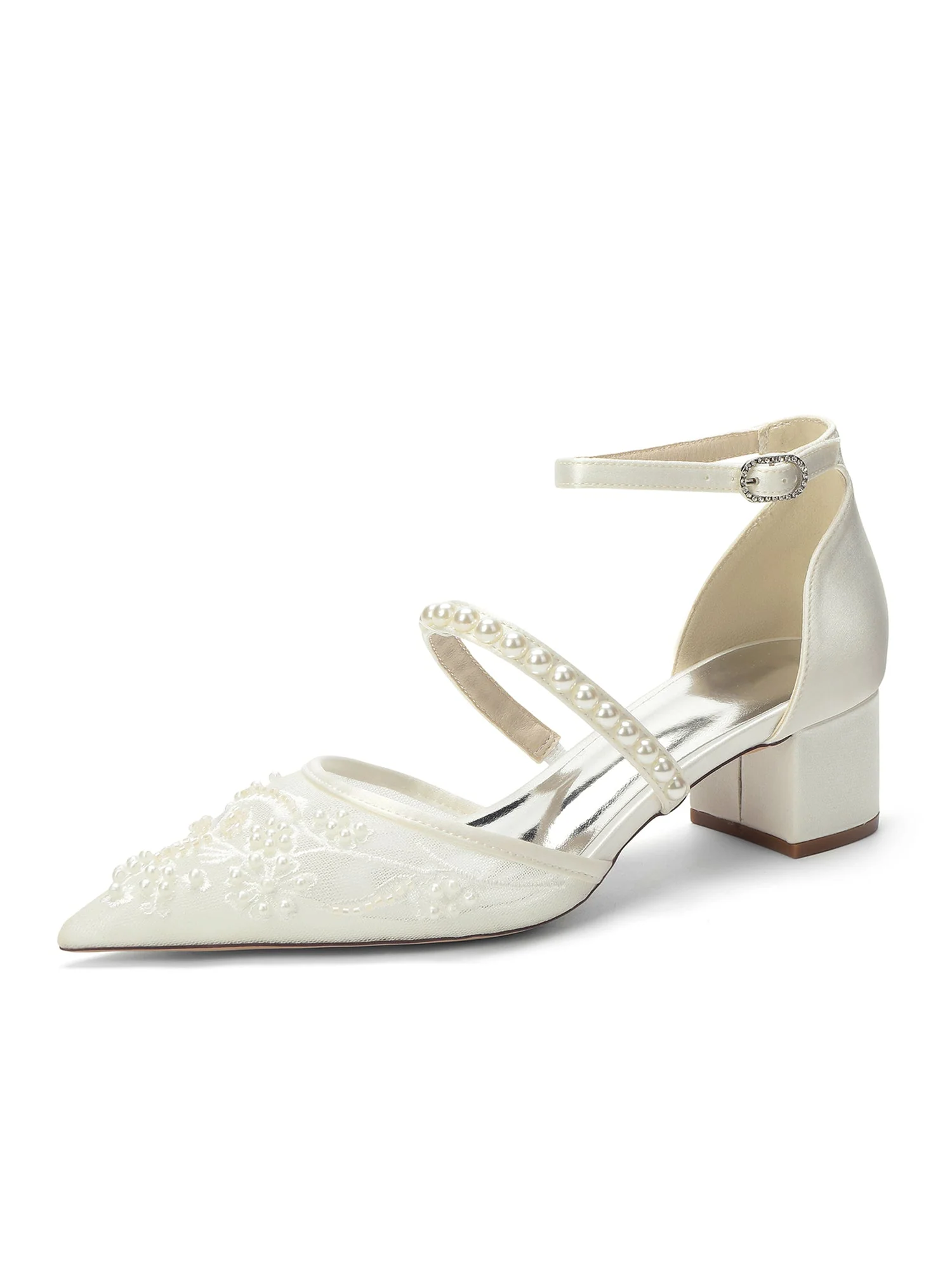 Mesh-Pumps mit Blockabsatz und Perlenriemen - Image 4
