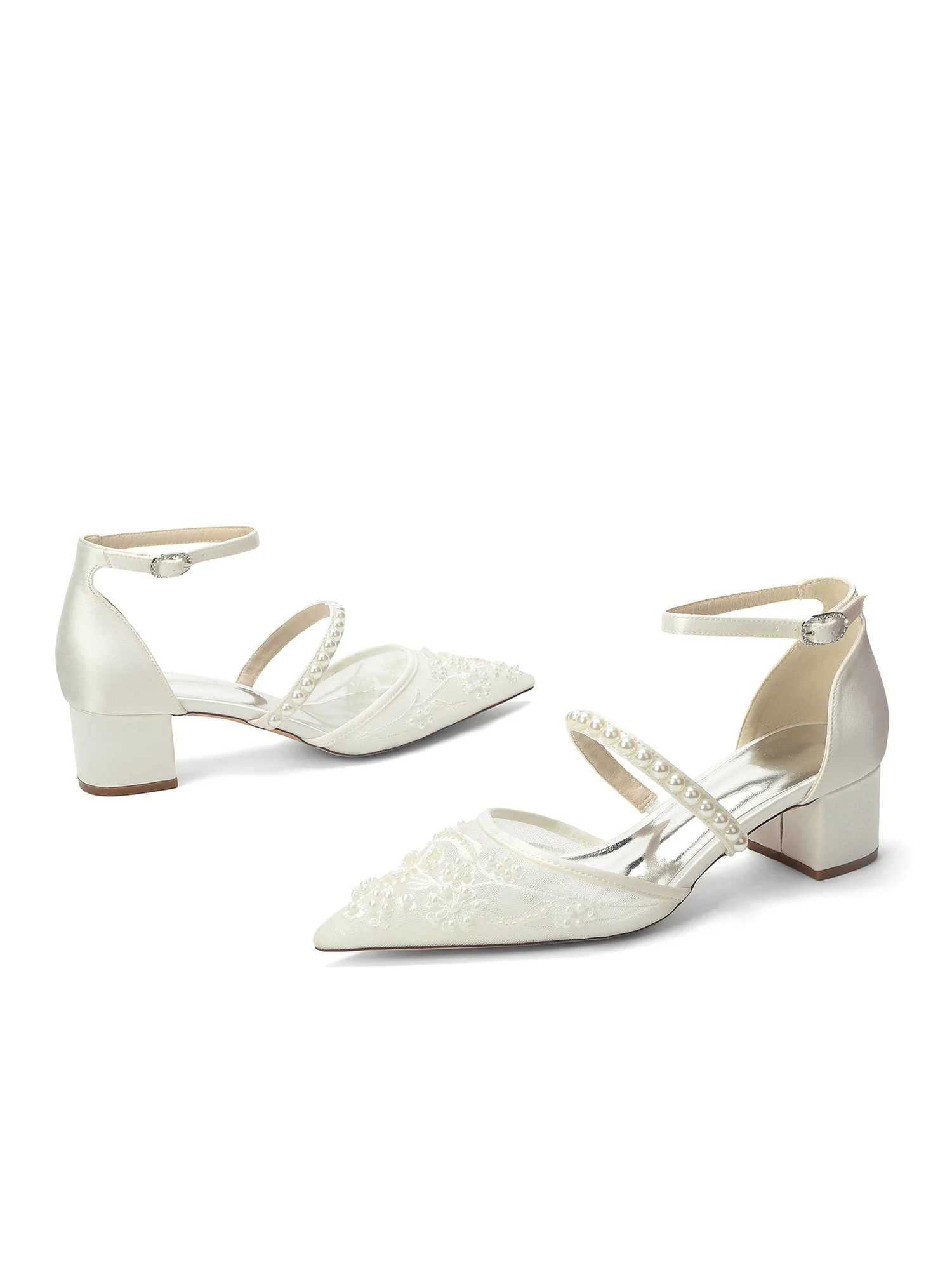 Mesh-Pumps mit Blockabsatz und Perlenriemen - Image 7