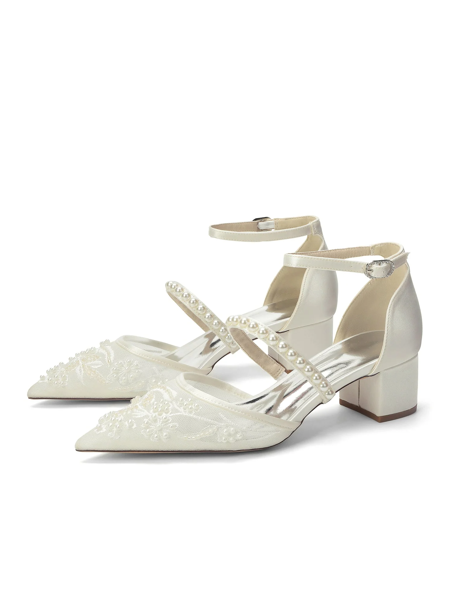 Mesh-Pumps mit Blockabsatz und Perlenriemen - Image 8