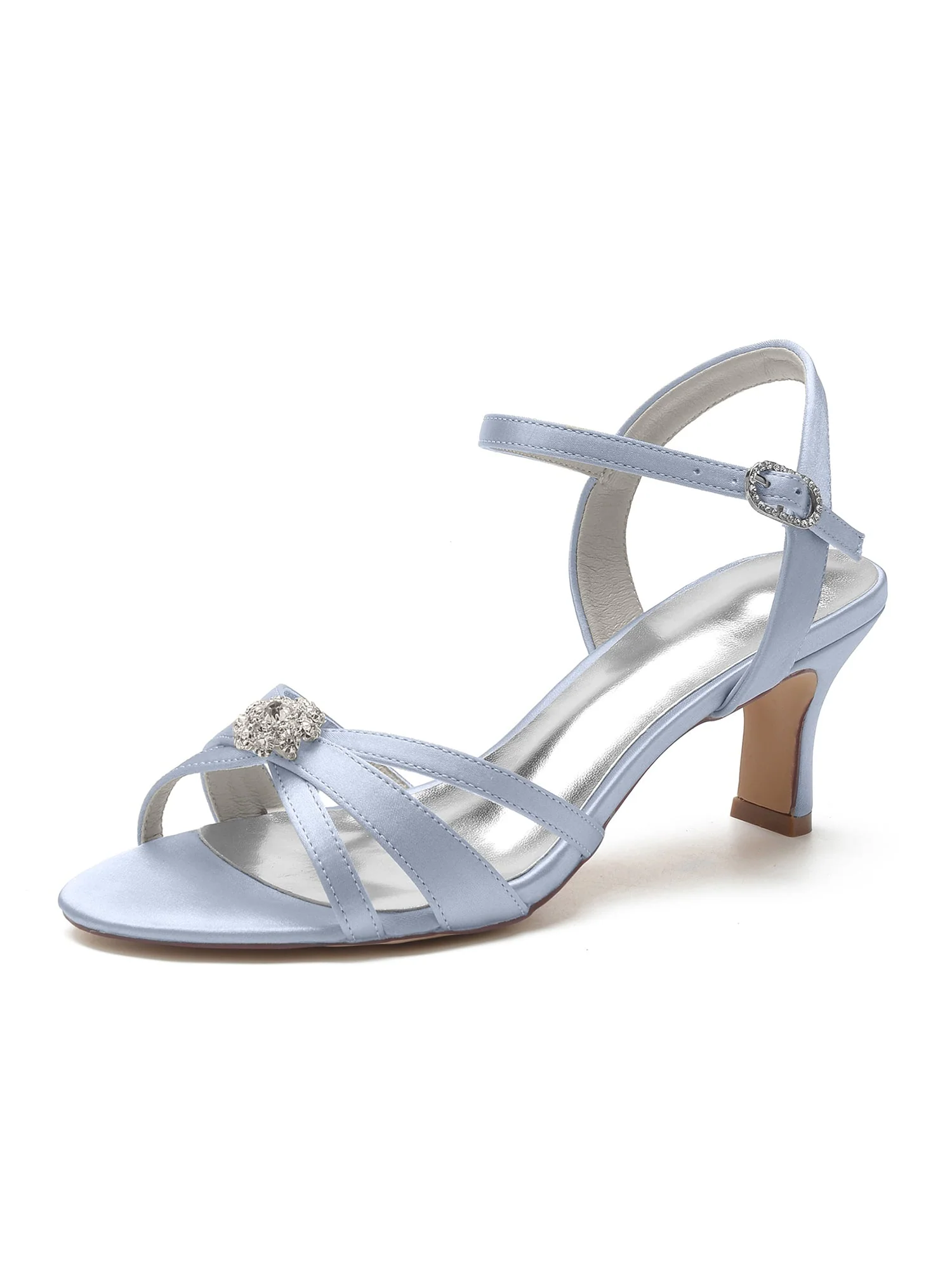 Sandalen mit Kitten-Heel und Kristallblume