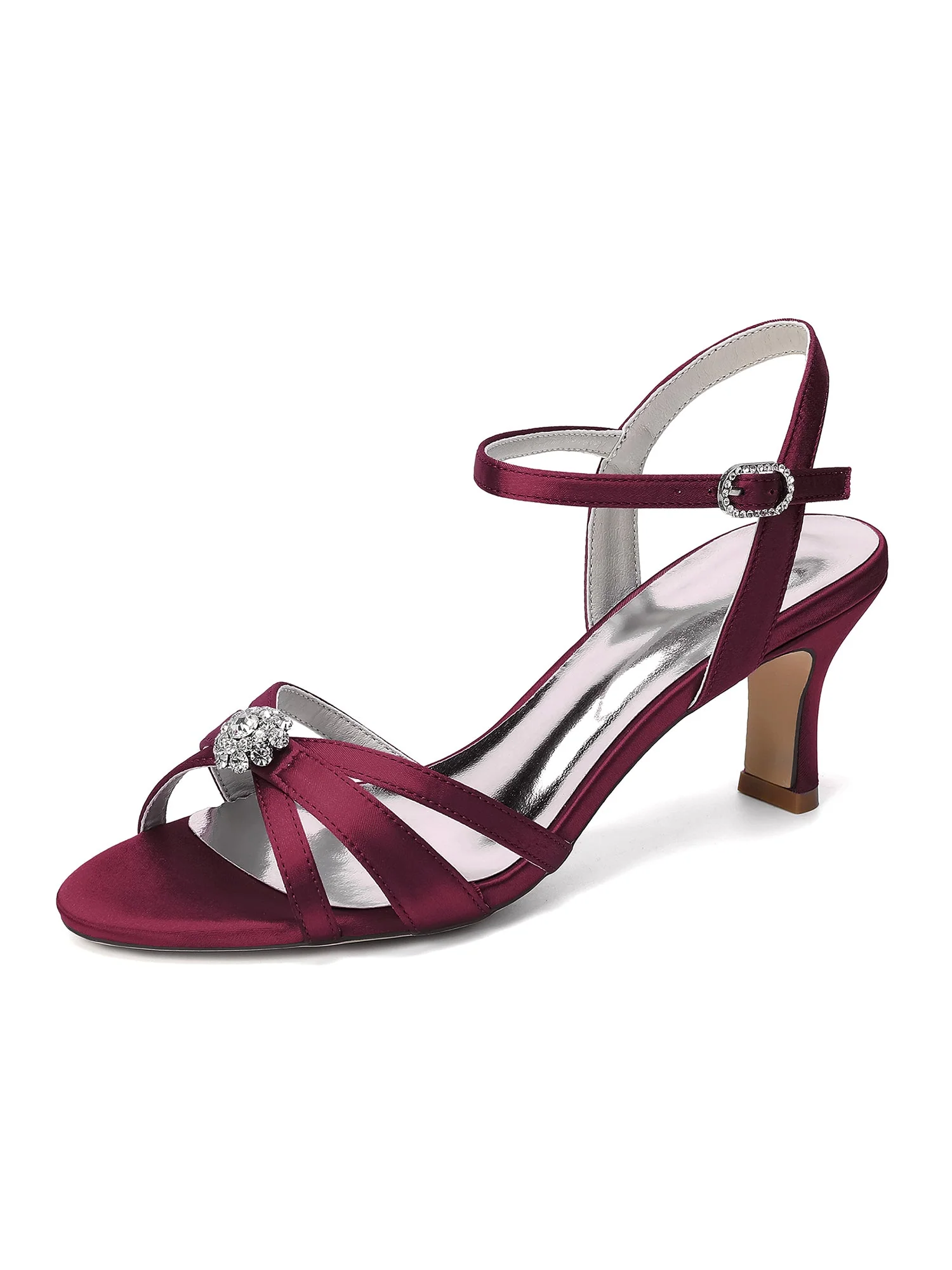 Sandalen mit Kitten-Heel und Kristallblume - Image 3