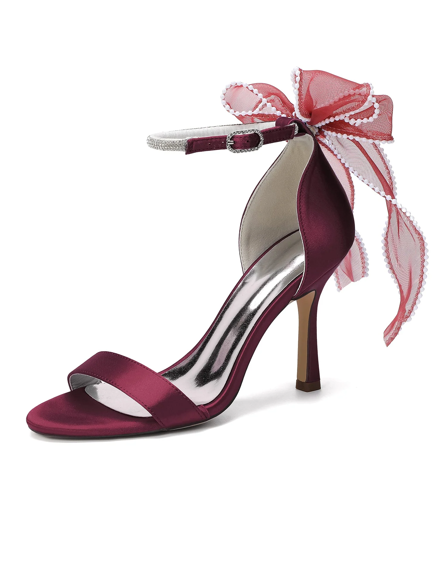 Stiletto-Sandalen mit Kristallriemen und Tüllschleife - Image 2