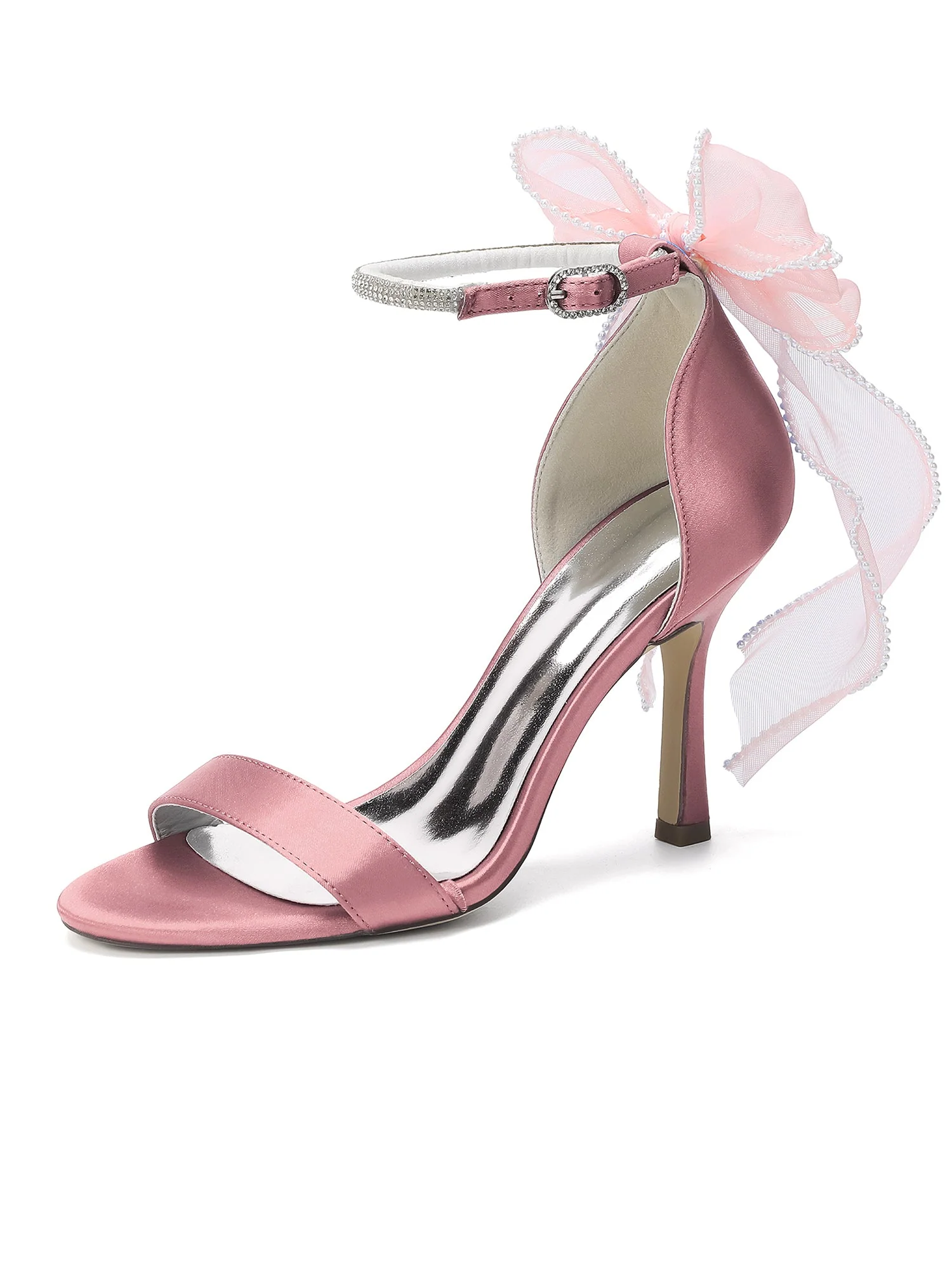 Stiletto-Sandalen mit Kristallriemen und Tüllschleife - Image 4