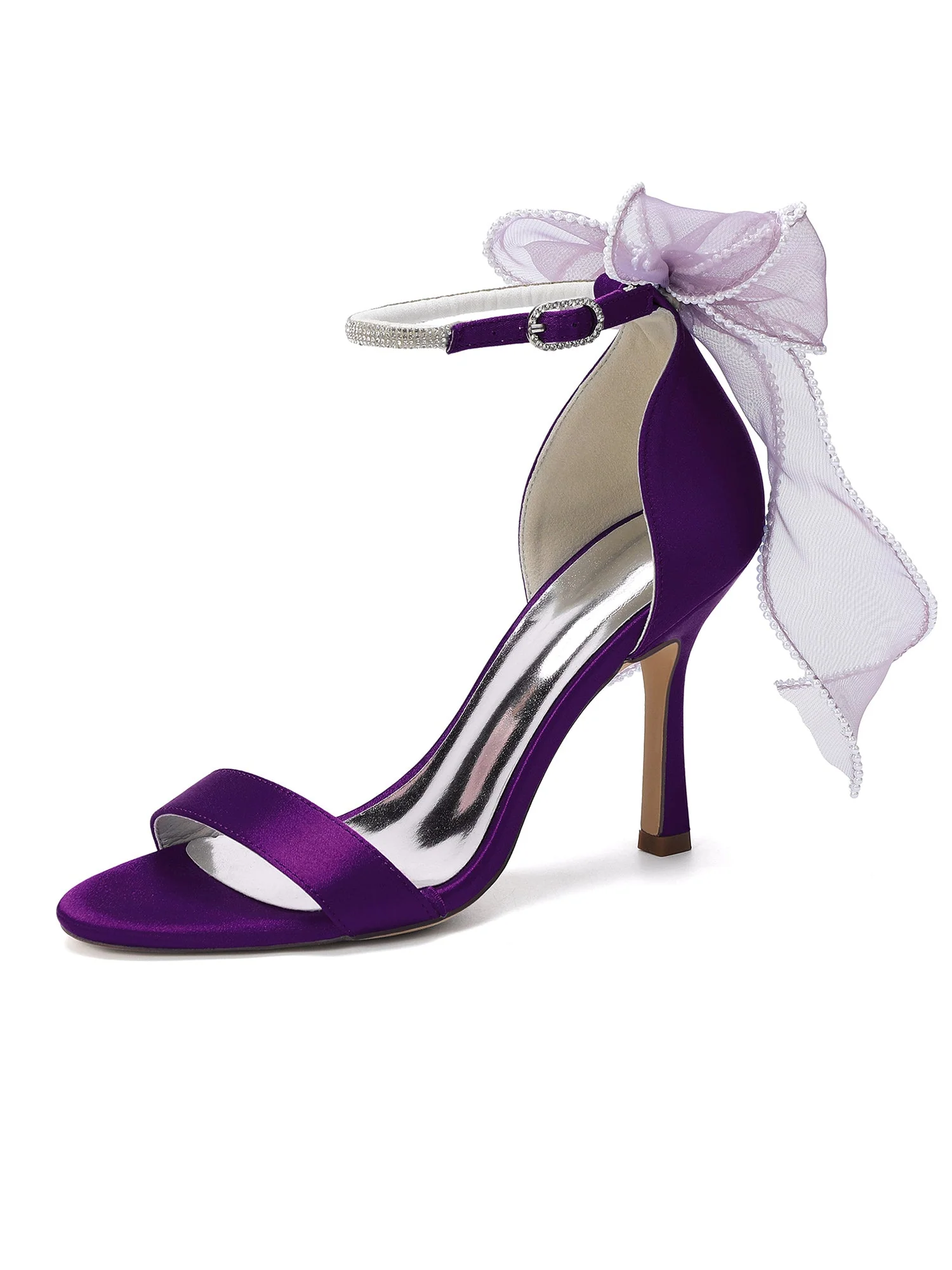 Stiletto-Sandalen mit Kristallriemen und Tüllschleife - Image 5