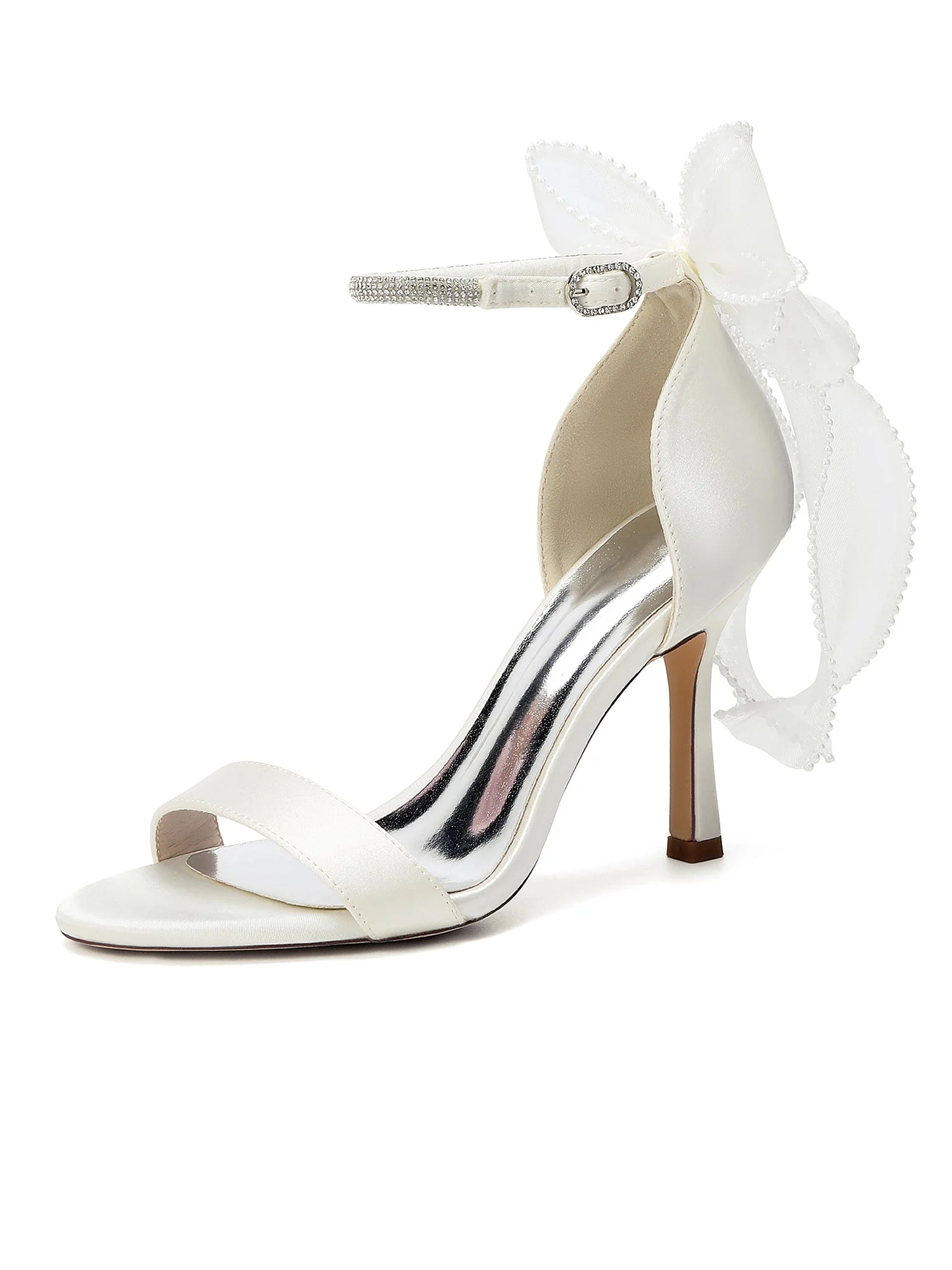 Stiletto-Sandalen mit Kristallriemen und Tüllschleife - Image 6