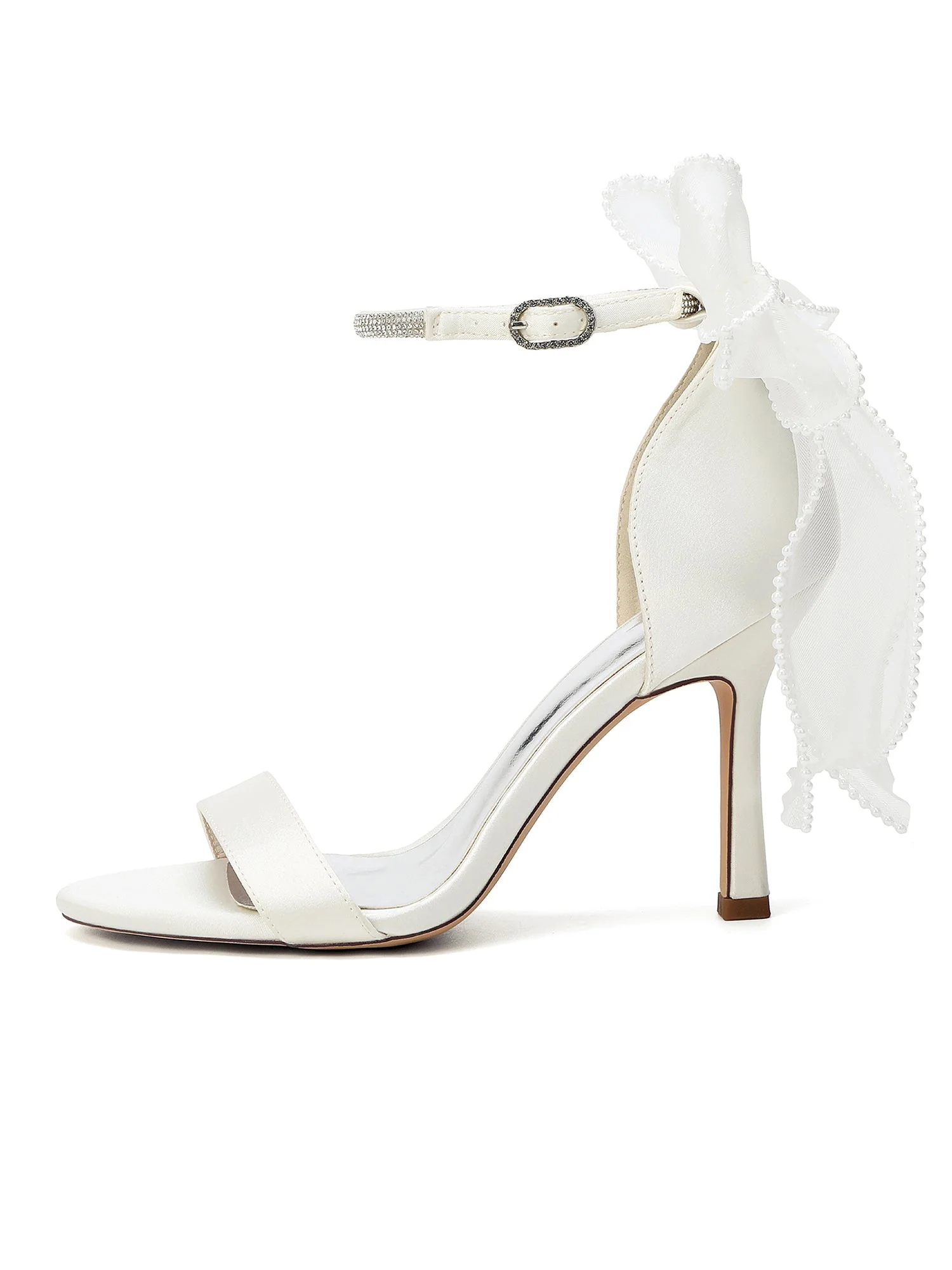 Stiletto-Sandalen mit Kristallriemen und Tüllschleife - Image 7