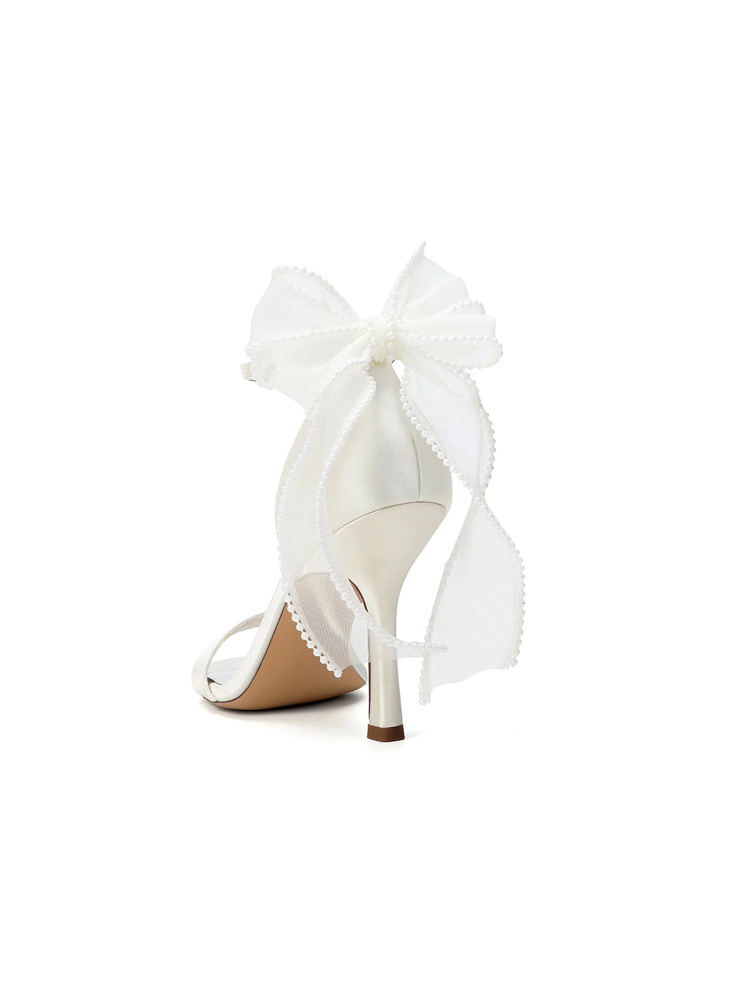Stiletto-Sandalen mit Kristallriemen und Tüllschleife - Image 8