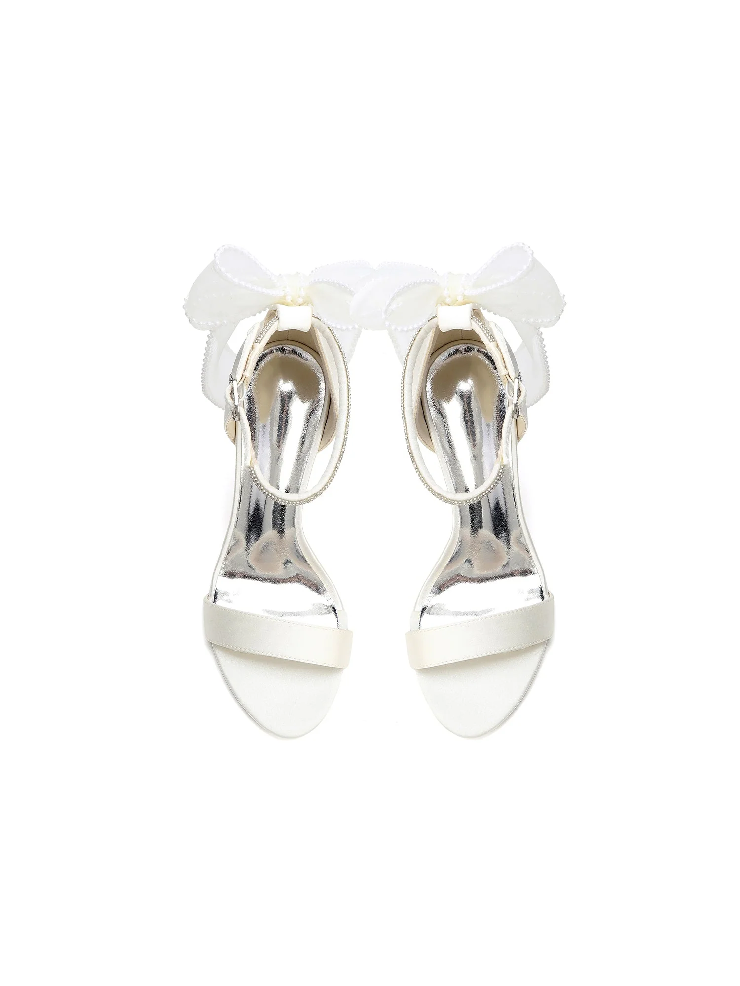 Stiletto-Sandalen mit Kristallriemen und Tüllschleife - Image 9
