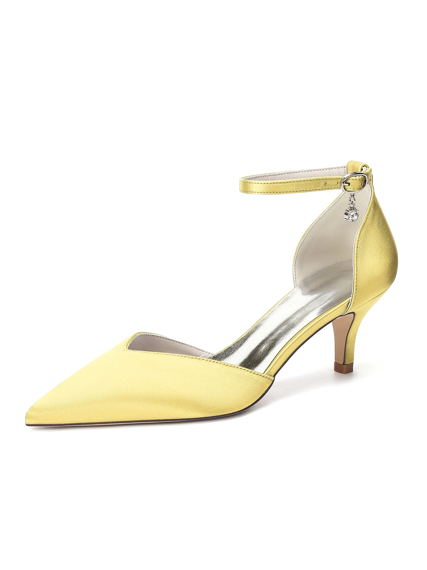 Satin-Kitten-Heels mit spitzer Kappe und Strass - Image 4