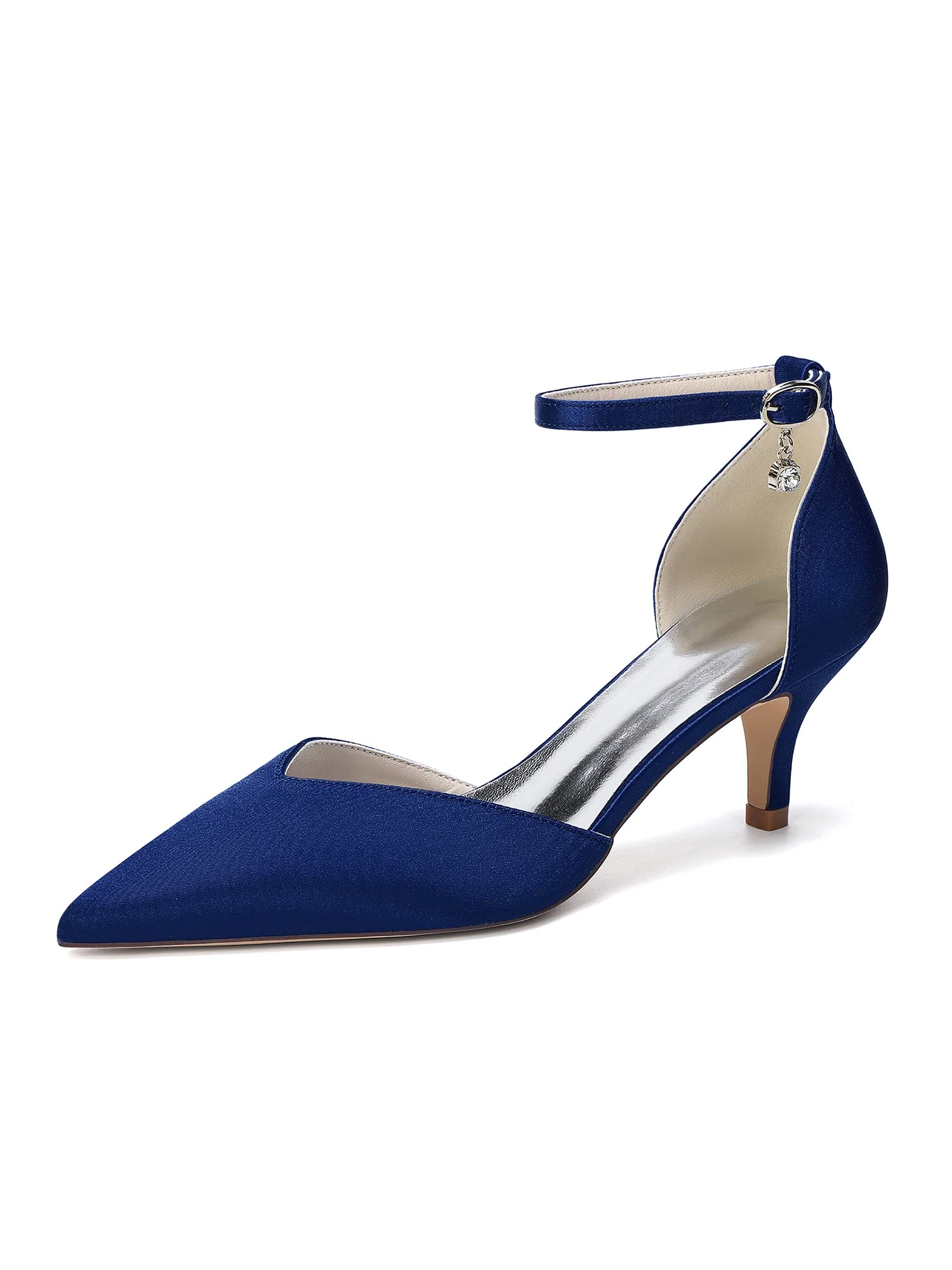 Satin-Kitten-Heels mit spitzer Kappe und Strass - Image 5