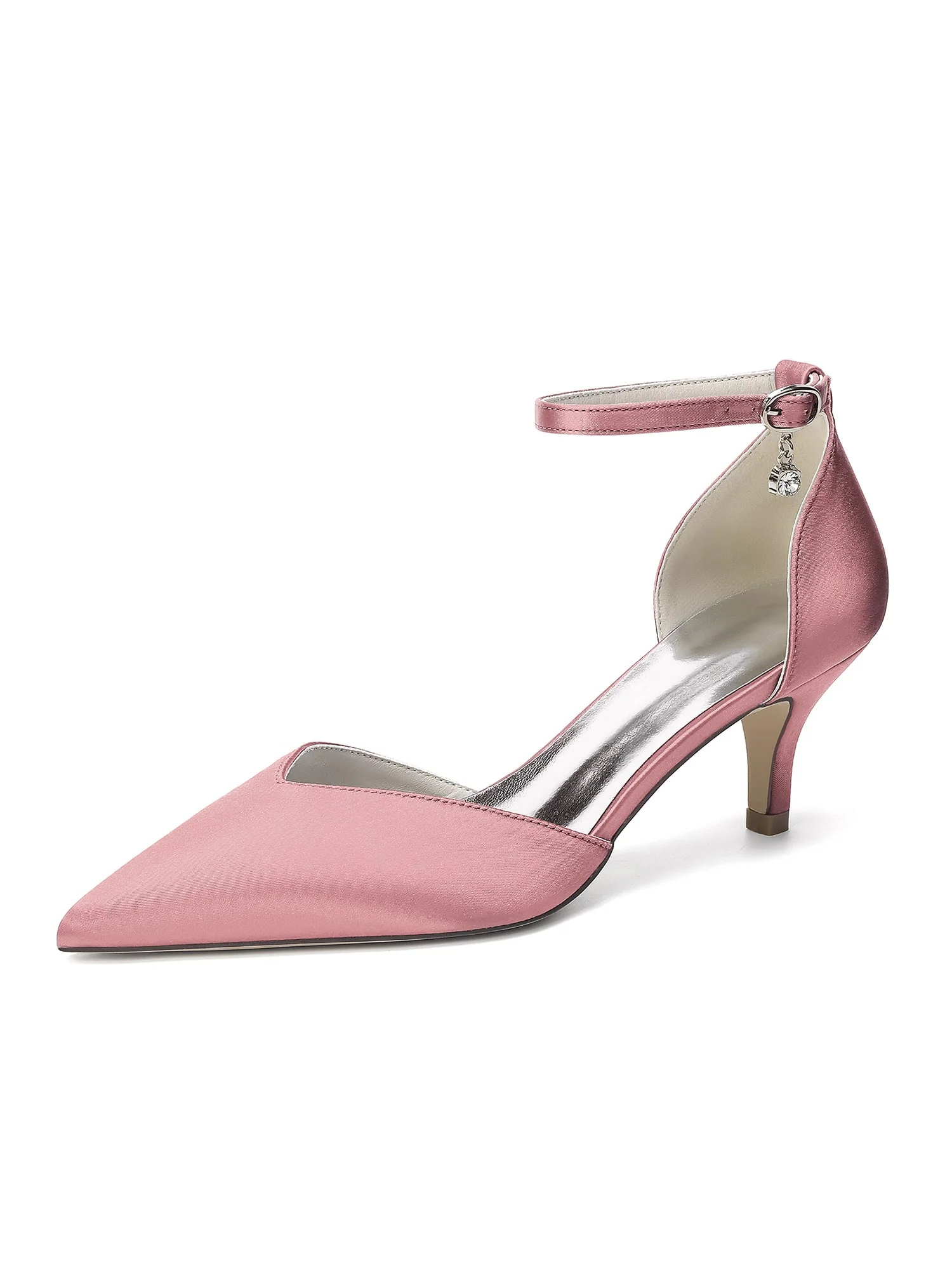 Satin-Kitten-Heels mit spitzer Kappe und Strass - Image 6