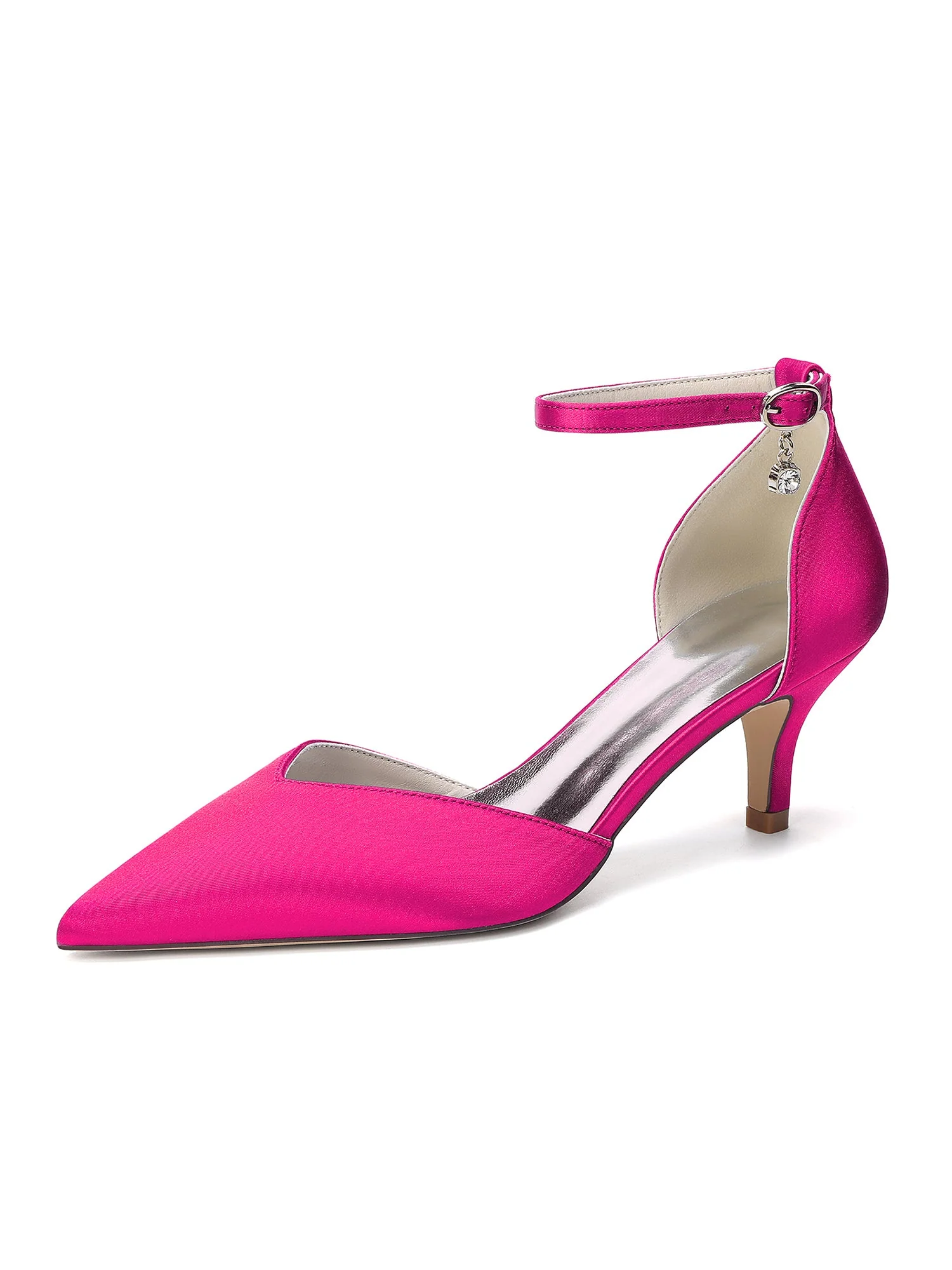 Satin-Kitten-Heels mit spitzer Kappe und Strass - Image 7