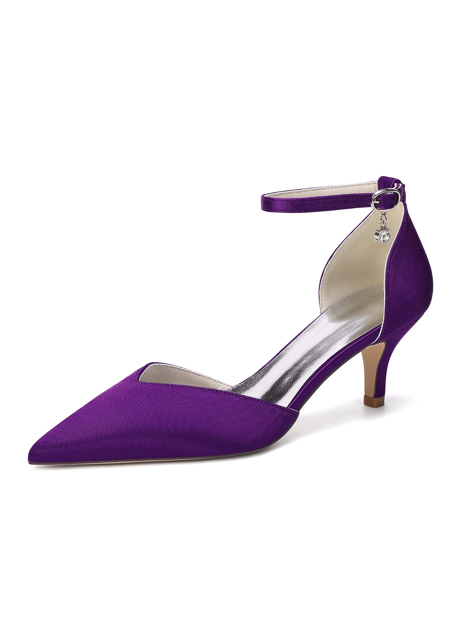 Satin-Kitten-Heels mit spitzer Kappe und Strass - Image 8