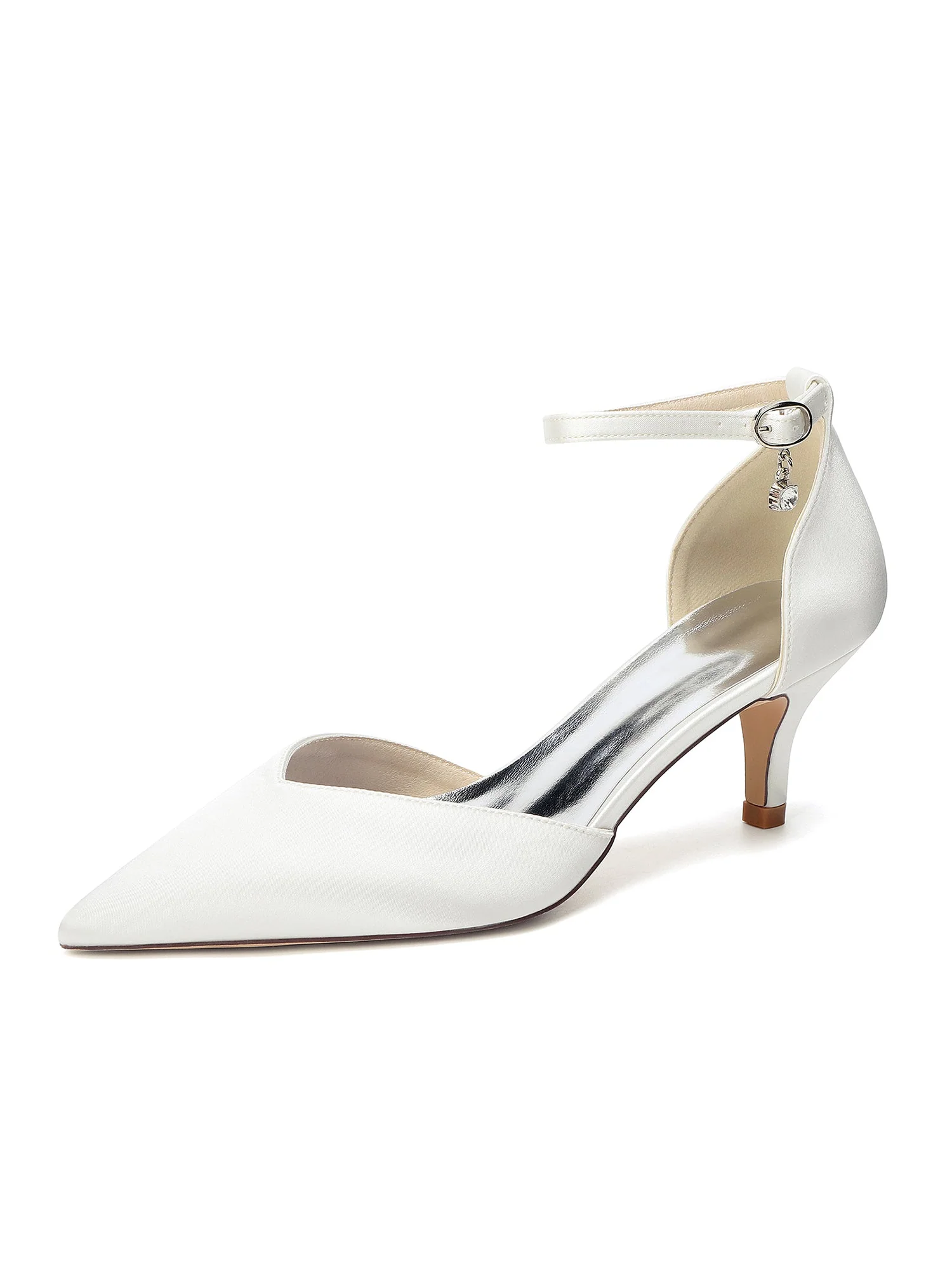 Satin-Kitten-Heels mit spitzer Kappe und Strass - Image 9