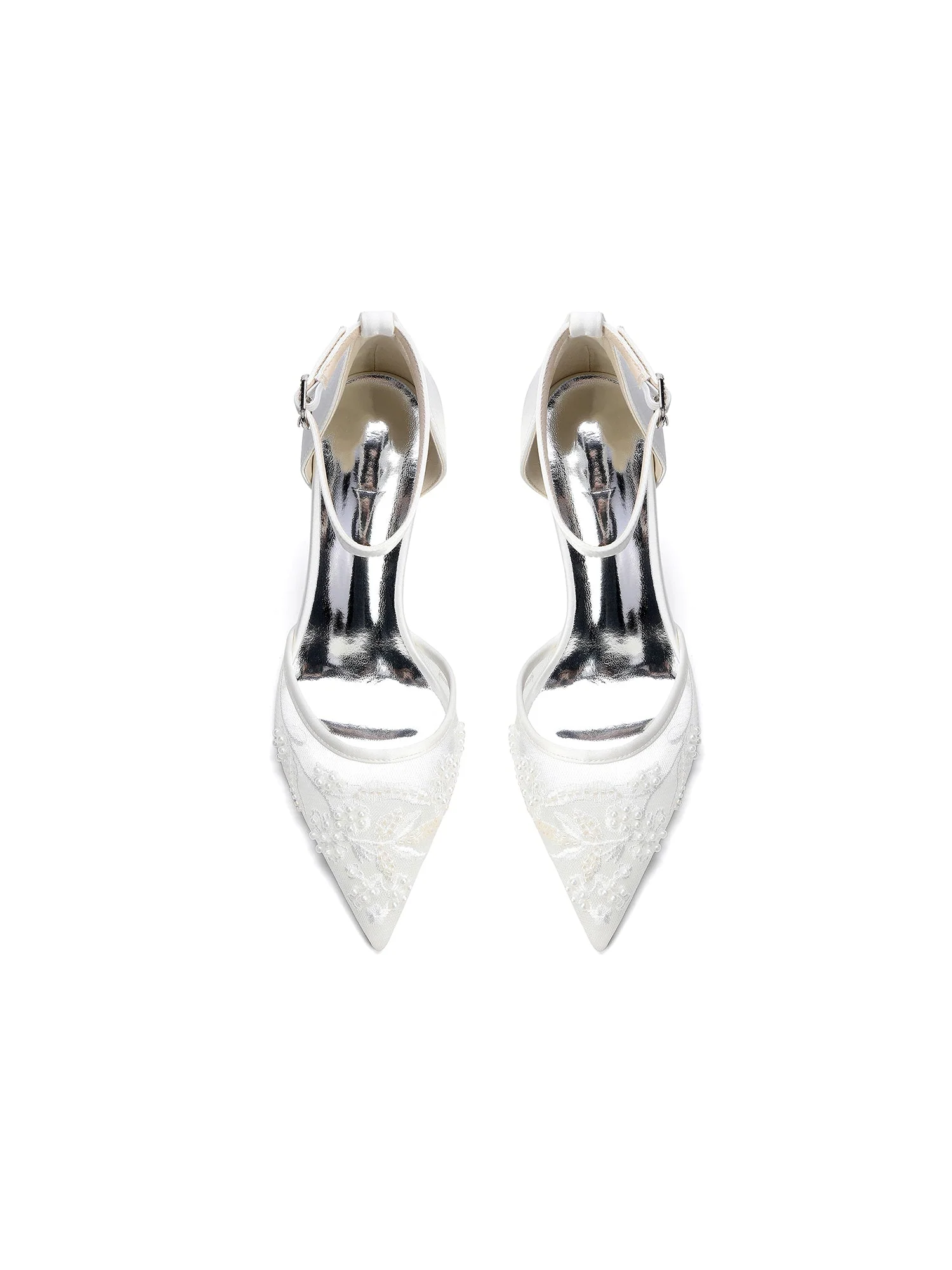 D'Orsay-Pumps mit Kitten Heel aus Spitzen-Mesh und Satin - Image 5