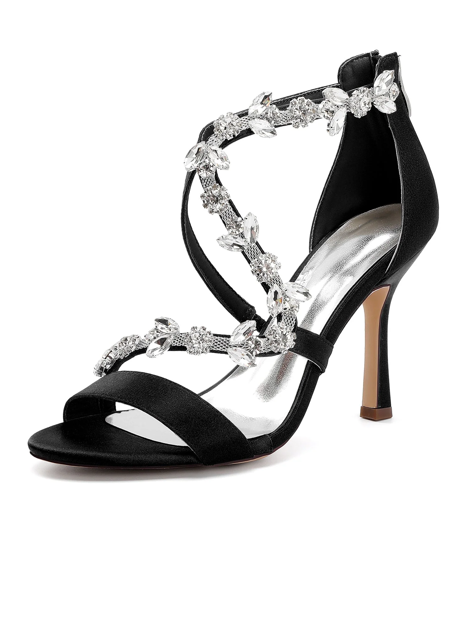 Sandalen mit Kristallranken und Stilettoabsatz