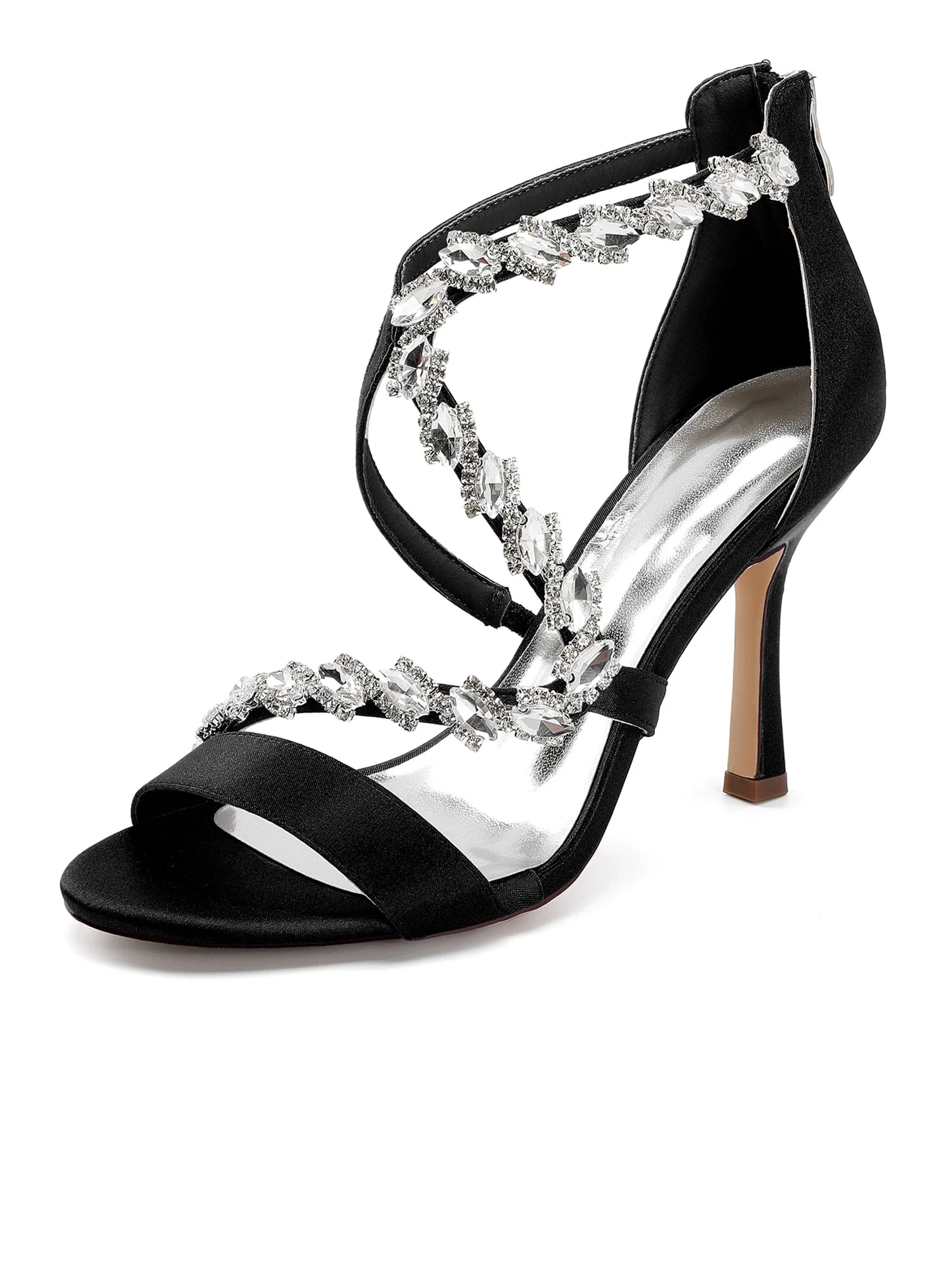 Sandalen mit Kristallverzierung und Riemchen mit Stilettoabsatz