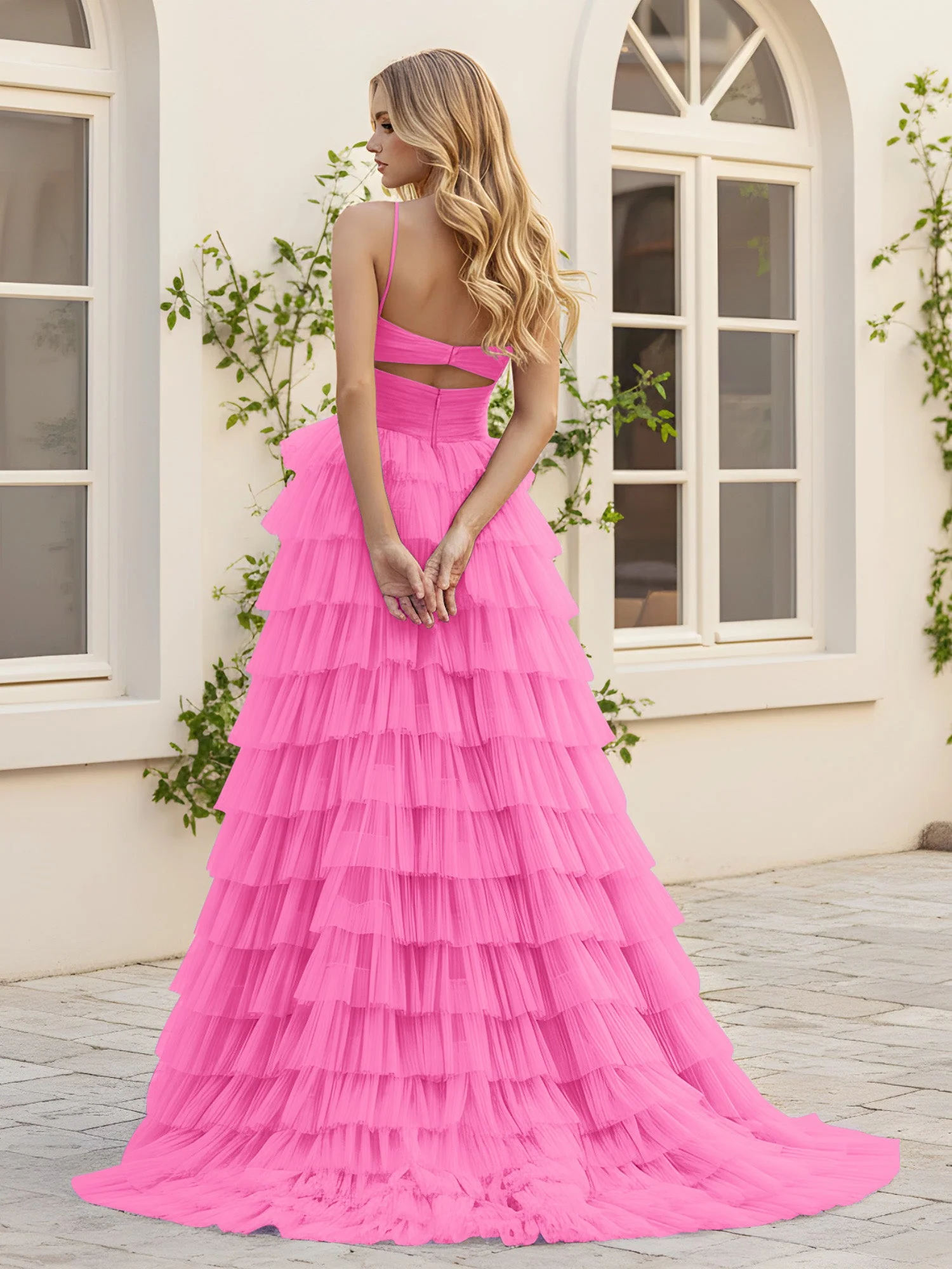 Herzform Ausschnitt Stufen Schleppe Kleid mit Schlitz Azalee - Image 2