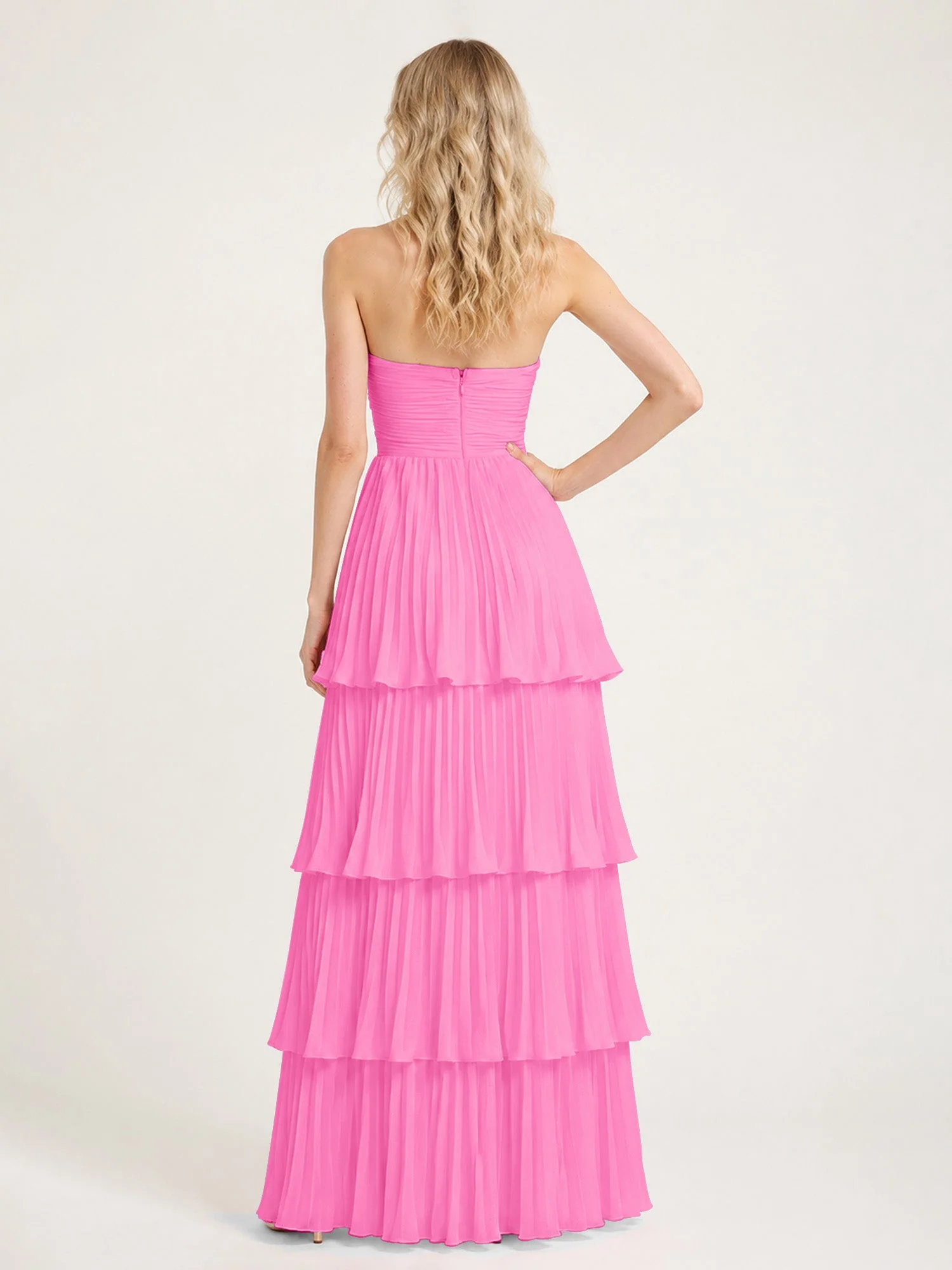 Maxikleid mit Schulterfreiem Oberteil und Akkordeonfalten Azalee - Image 2