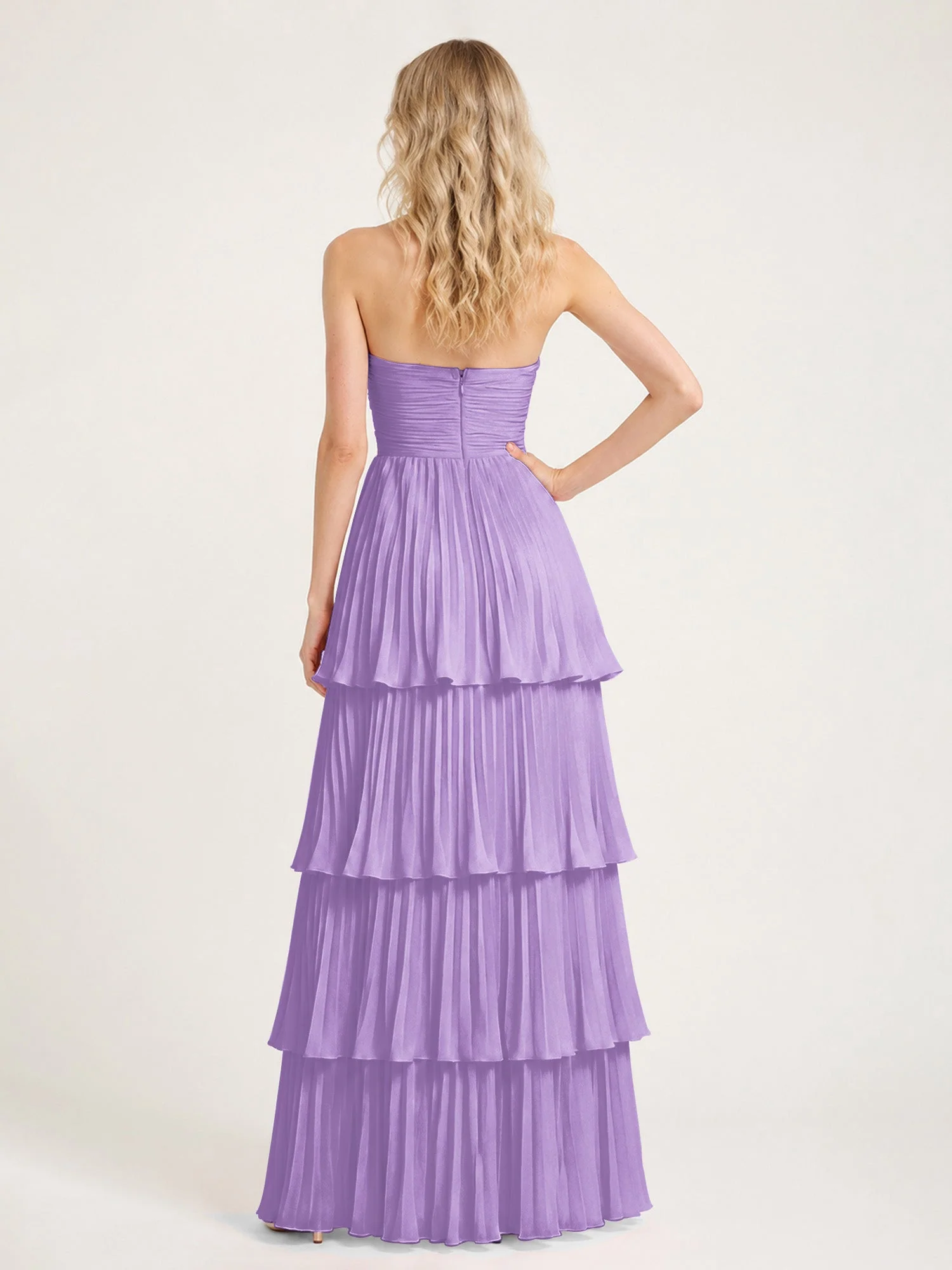 Maxikleid mit Schulterfreiem Oberteil und Akkordeonfalten Tahiti - Image 2