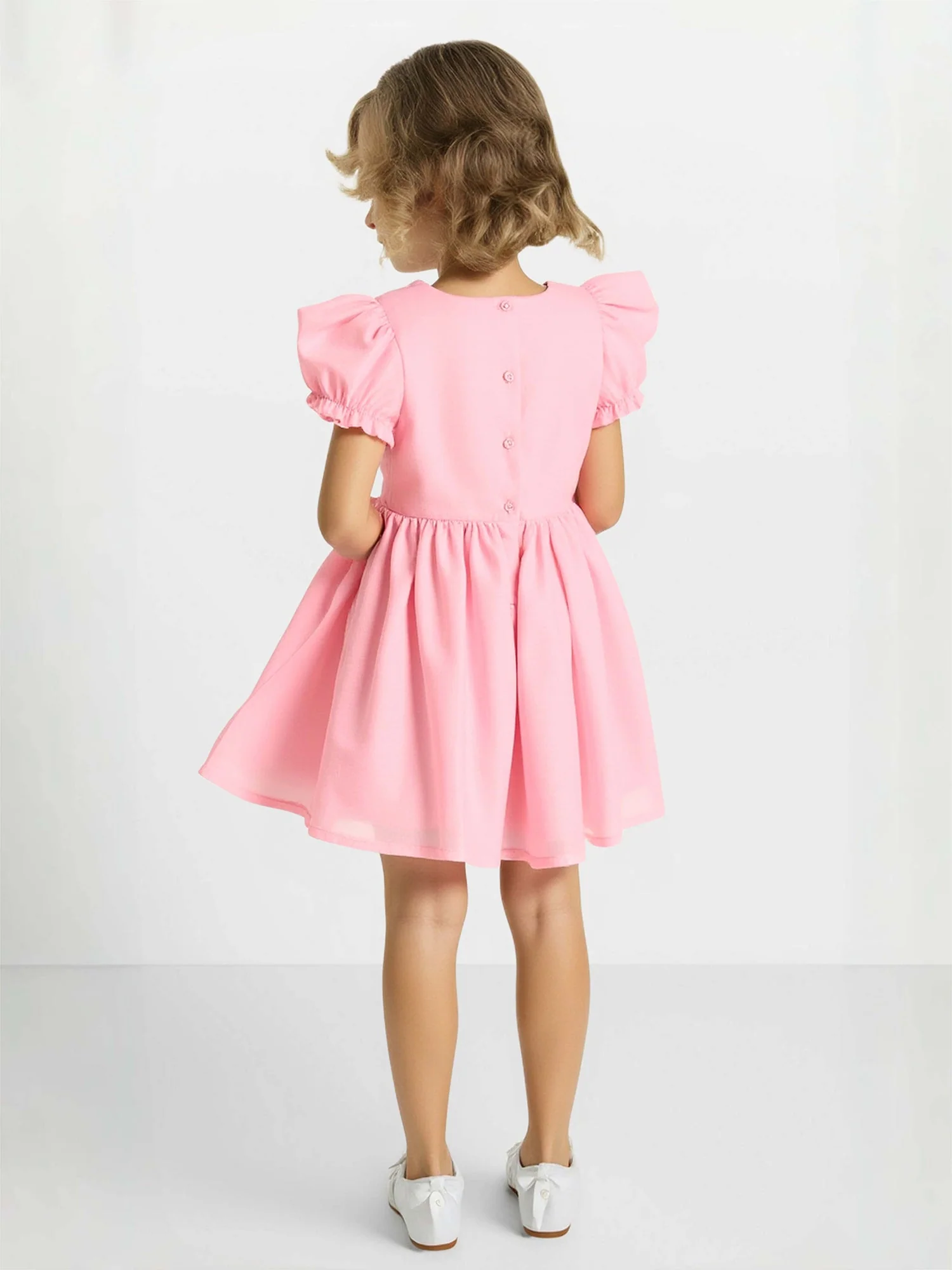 Blumen Taille A-Linie Scoop Ausschnitt Blumenmädchen Kleid Flamingo - Image 2