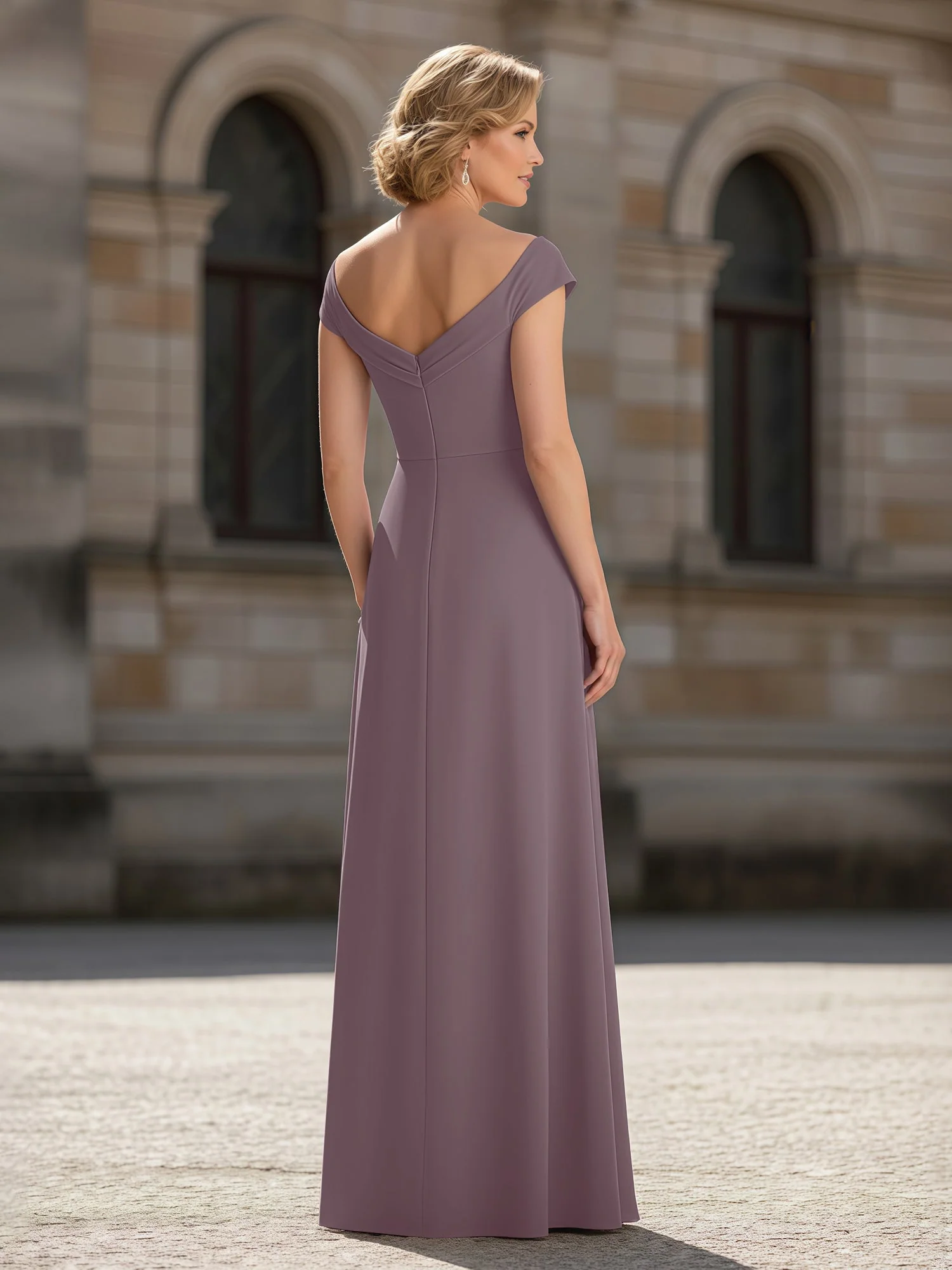 Plissee A-Linie Chiffon Bodenlang Kleid mit Taschen Dämmerung - Image 2
