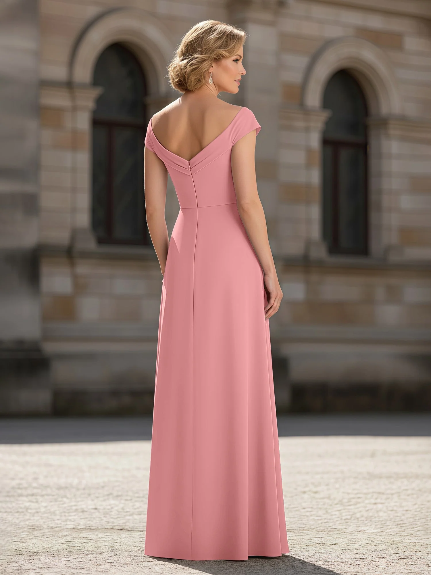 Plissee A-Linie Chiffon Bodenlang Kleid mit Taschen Flamingo - Image 2