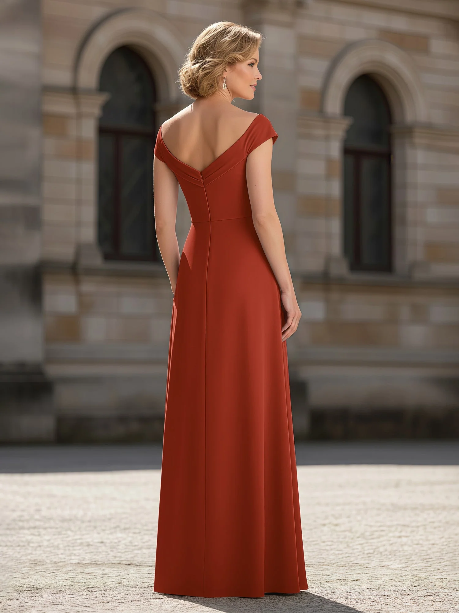 Plissee A-Linie Chiffon Bodenlang Kleid mit Taschen Rost - Image 2