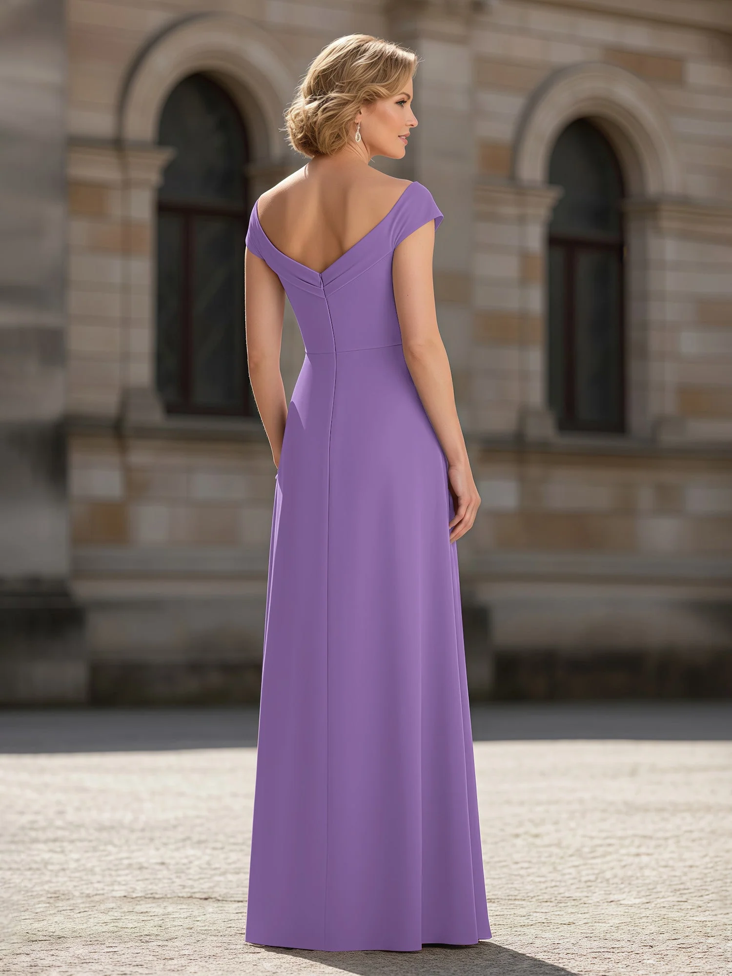 Plissee A-Linie Chiffon Bodenlang Kleid mit Taschen Tahiti - Image 2