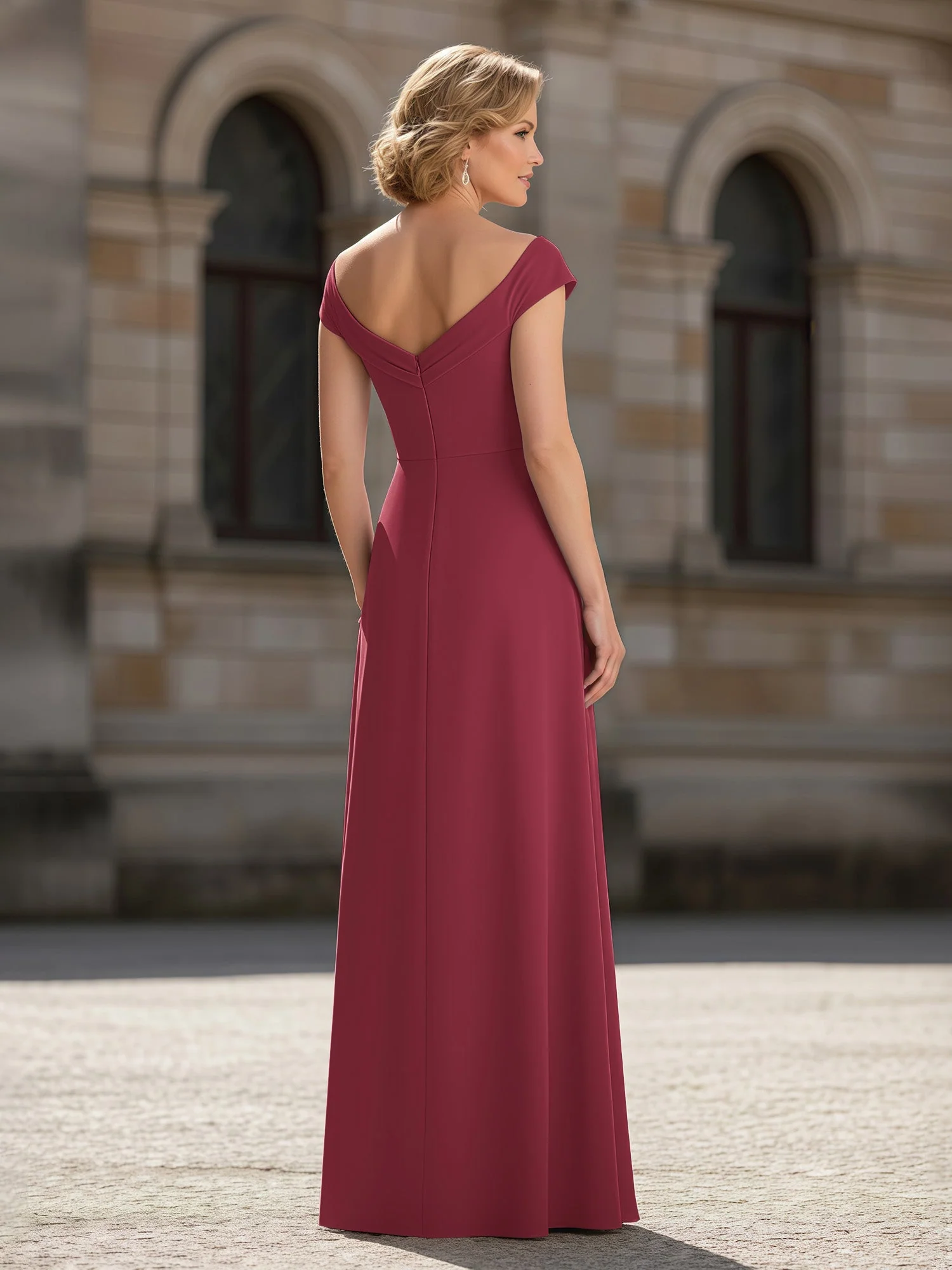 Plissee A-Linie Chiffon Bodenlang Kleid mit Taschen Zimtrose - Image 2