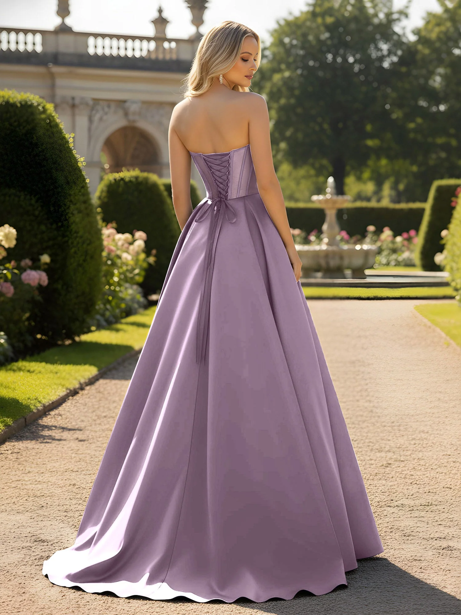 A-Line Illusion Korsett Oberteil Ballkleid Blauregen - Image 2