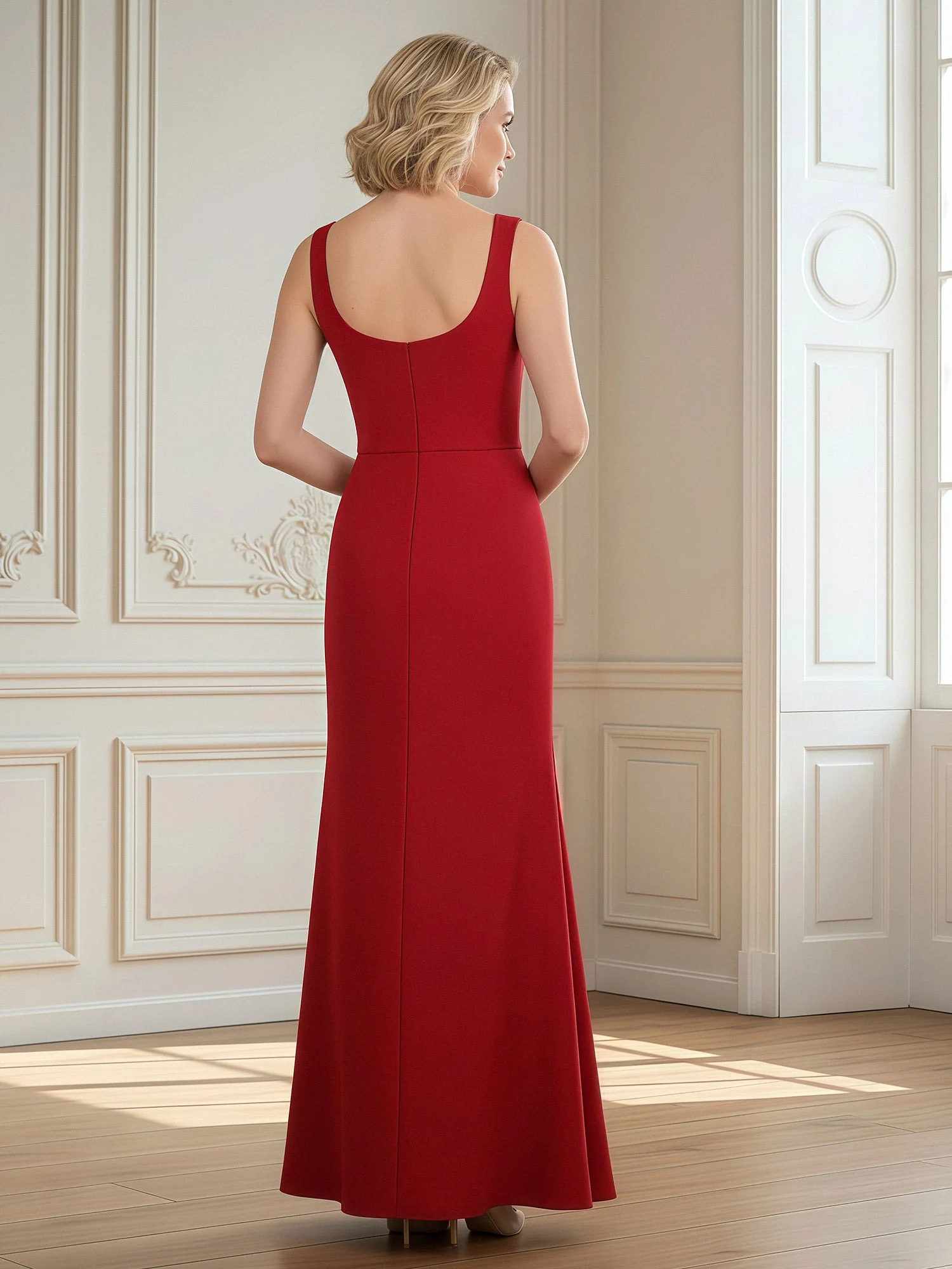 Elegantes Bodenlänge Schaufel Etui Lang Kleid Pfau - Image 2