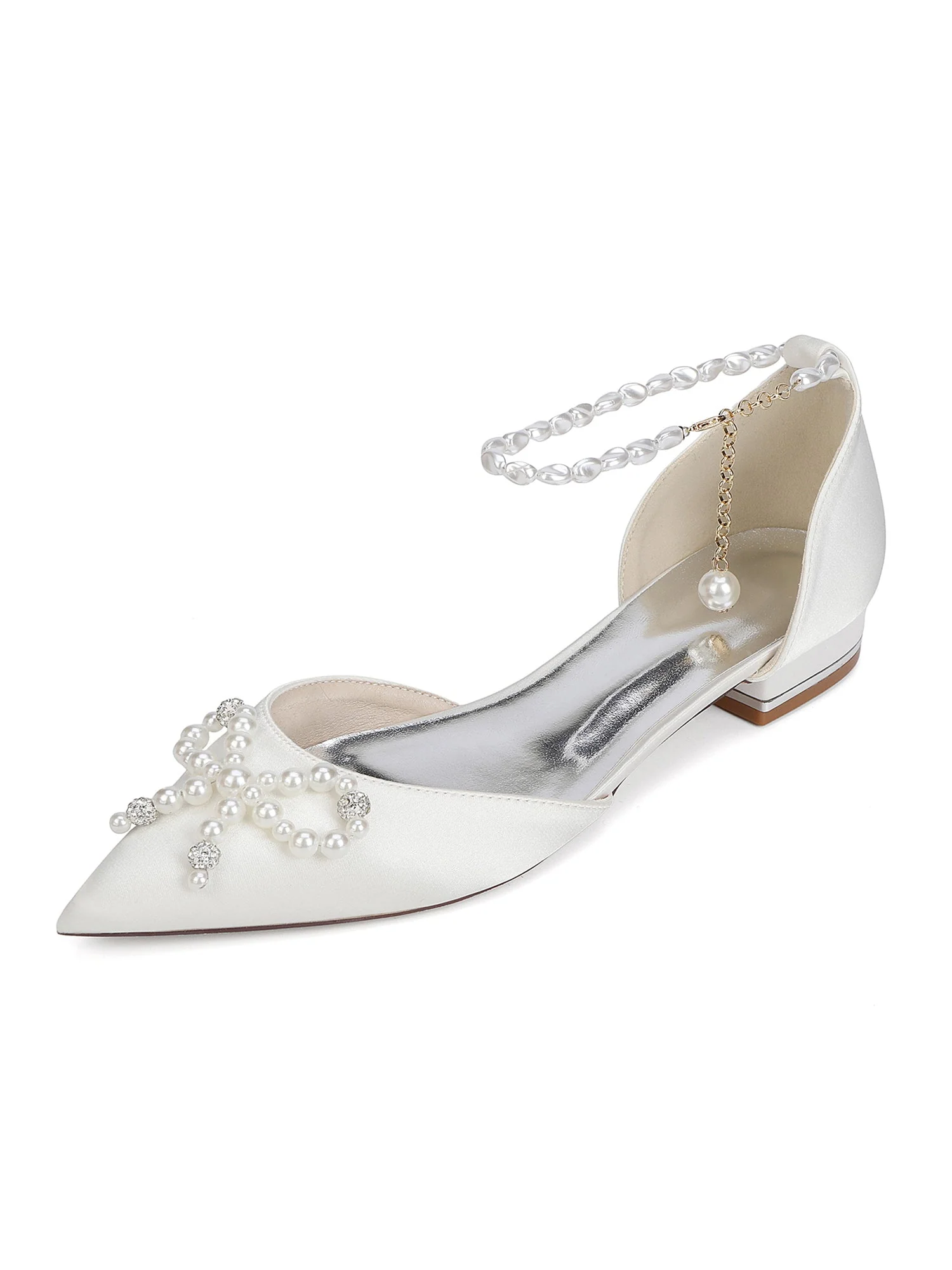 Damen Perlen Spitzenschuh Flache Hochzeitsschuhe - Image 10