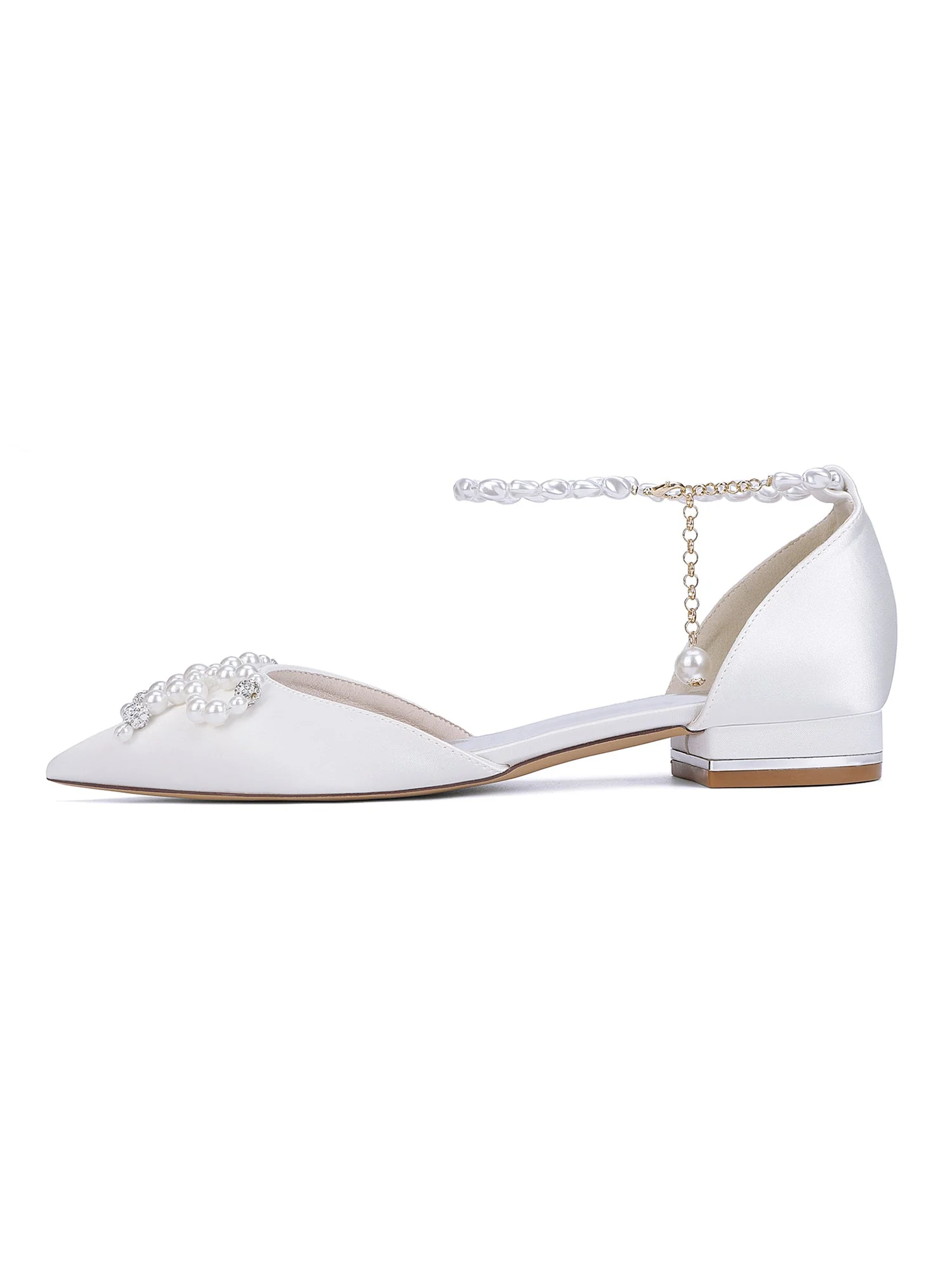 Damen Perlen Spitzenschuh Flache Hochzeitsschuhe - Image 5