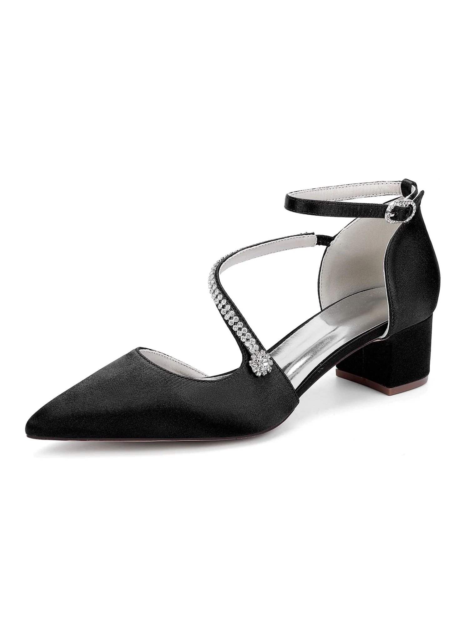 Damen Strass Spitzenschuh Blockabsatz Pumps - Image 6
