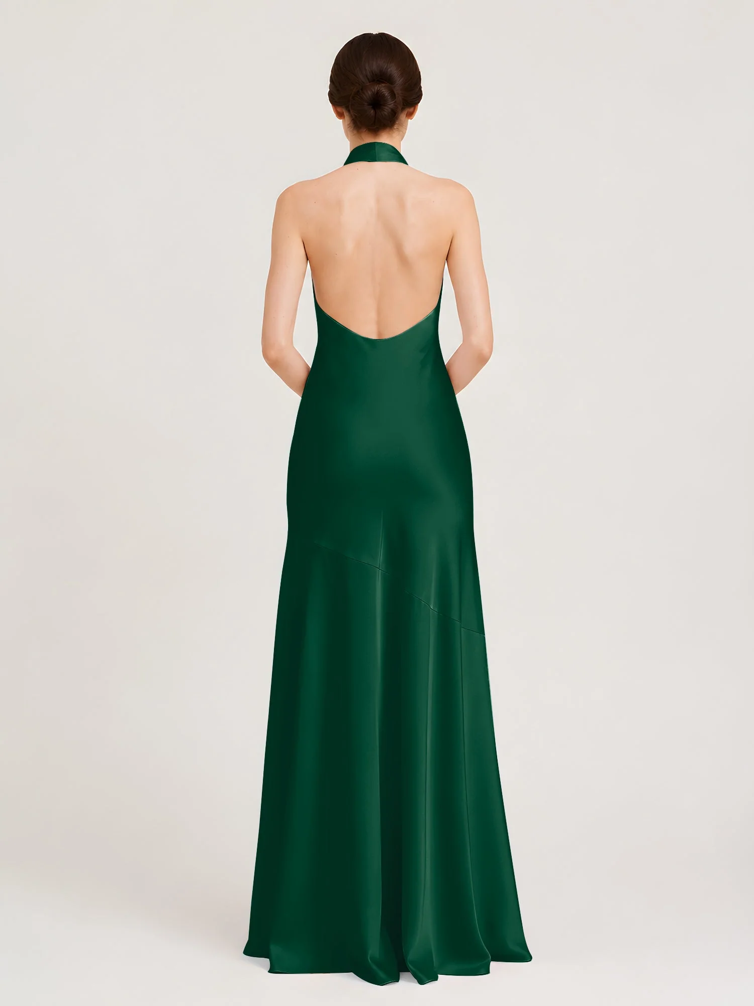 Bodenlanges Neckholder Kleid mit Ausgestelltem Meerjungfrau Saum Dunkelgrün - Image 2