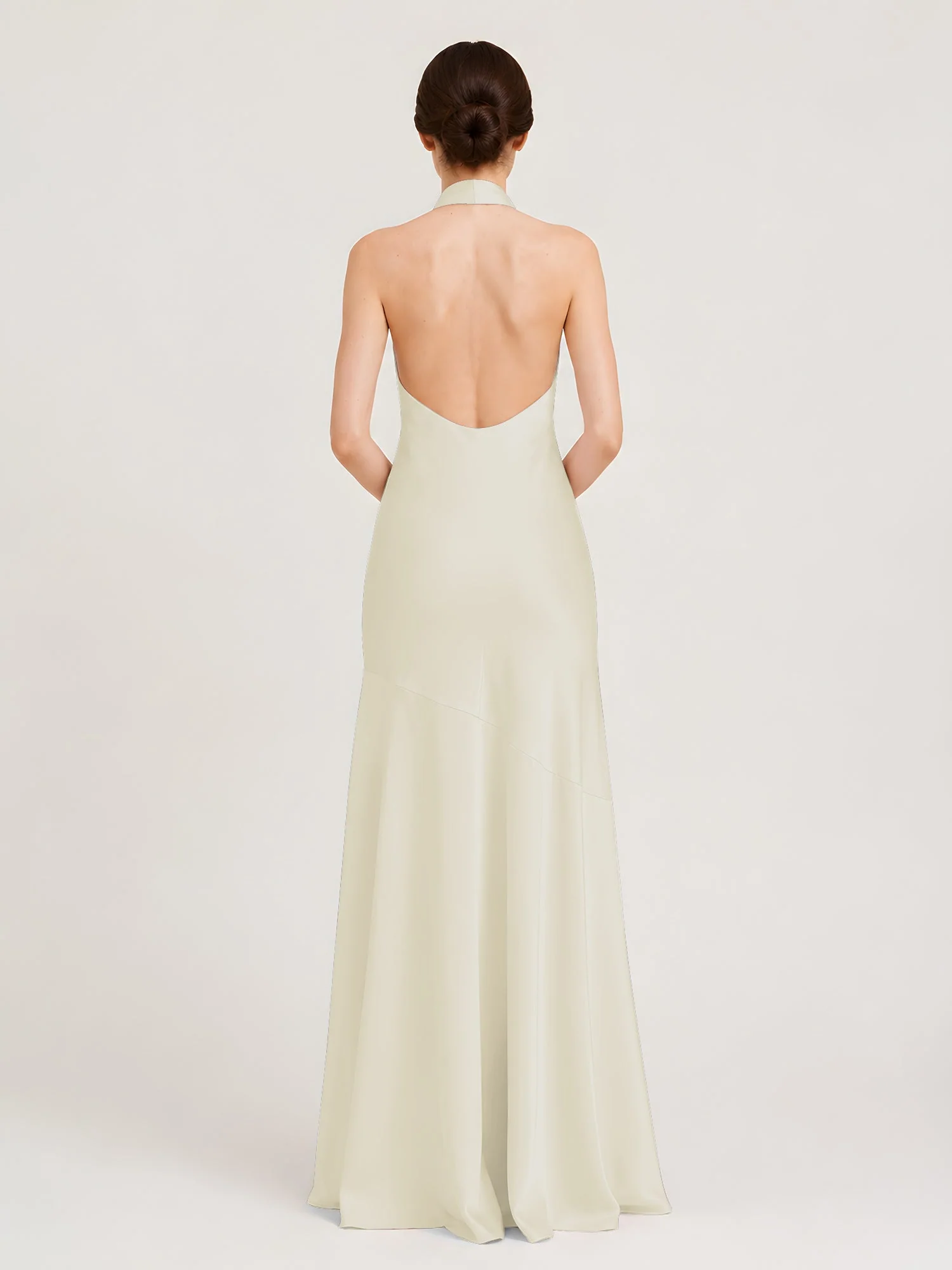 Bodenlanges Neckholder Kleid mit Ausgestelltem Meerjungfrau Saum Elfenbein - Image 2