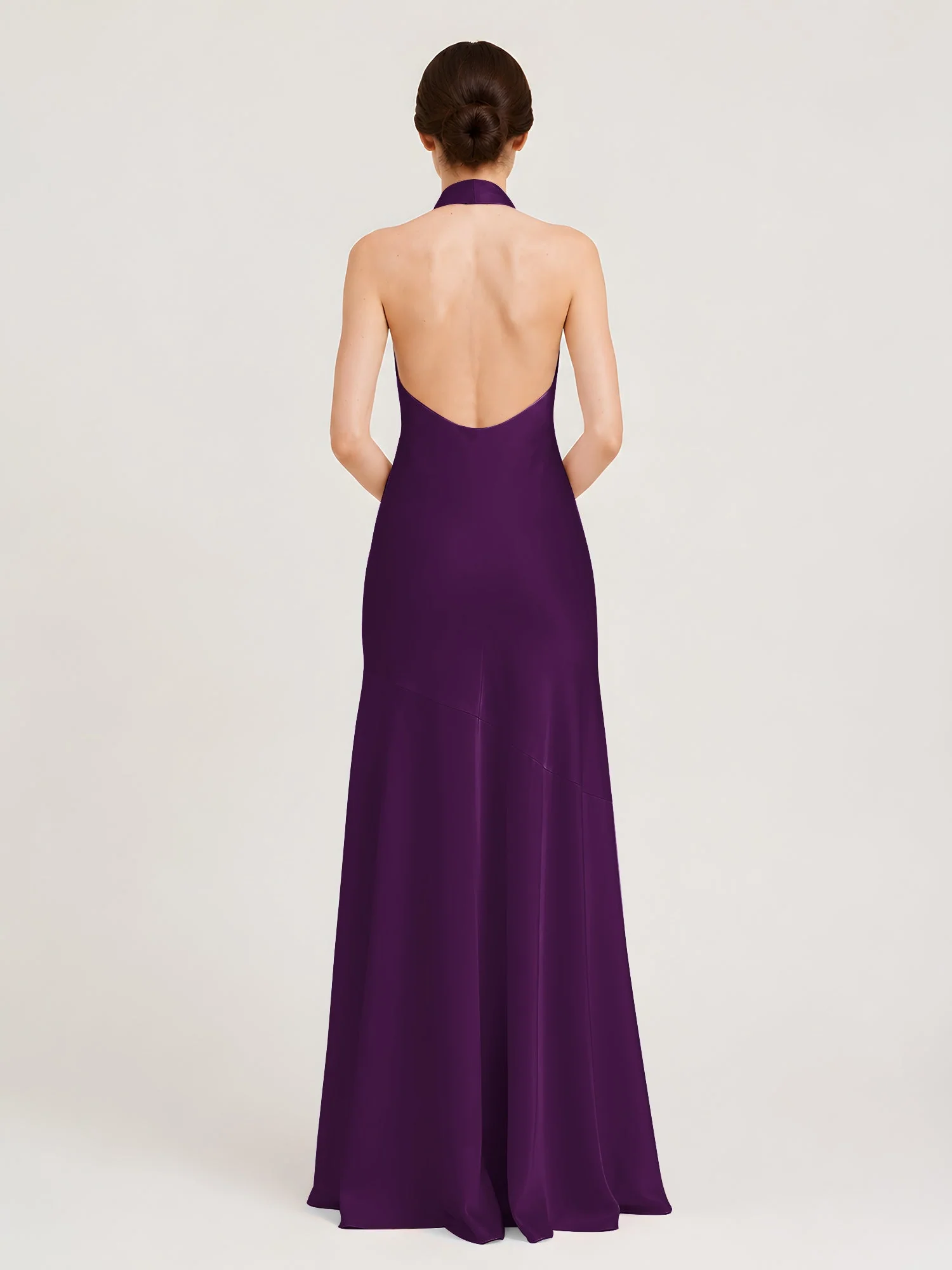 Bodenlanges Neckholder Kleid mit Ausgestelltem Meerjungfrau Saum Traube - Image 2