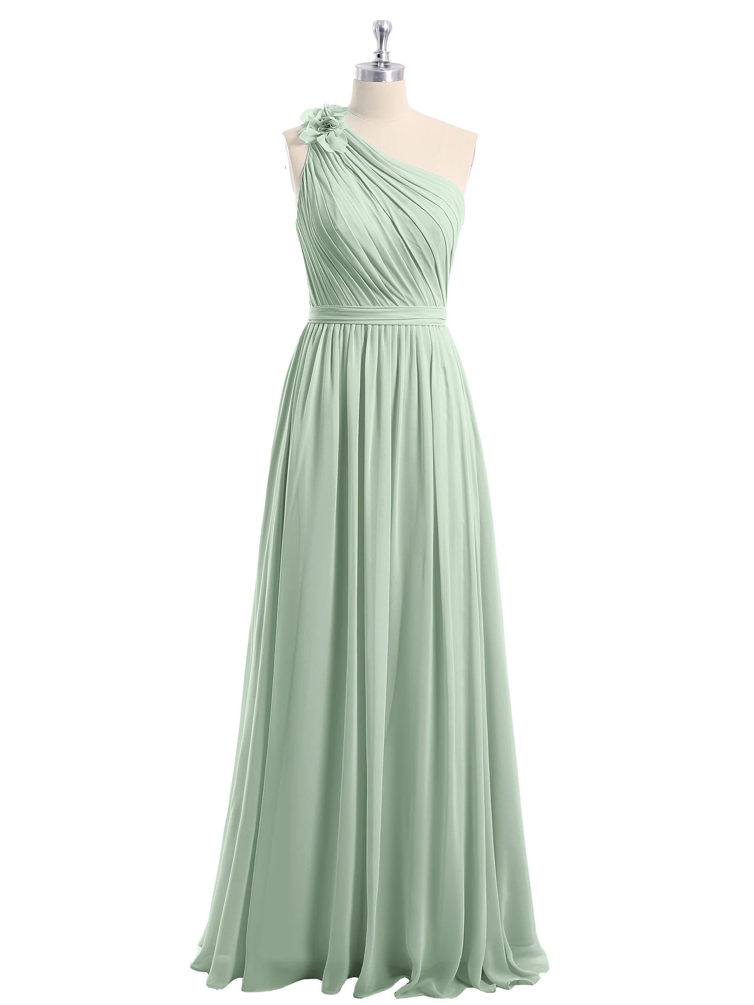 Eine Blume Schulter Chiffon Kleid mit Säckel Agavengrün - Image 4