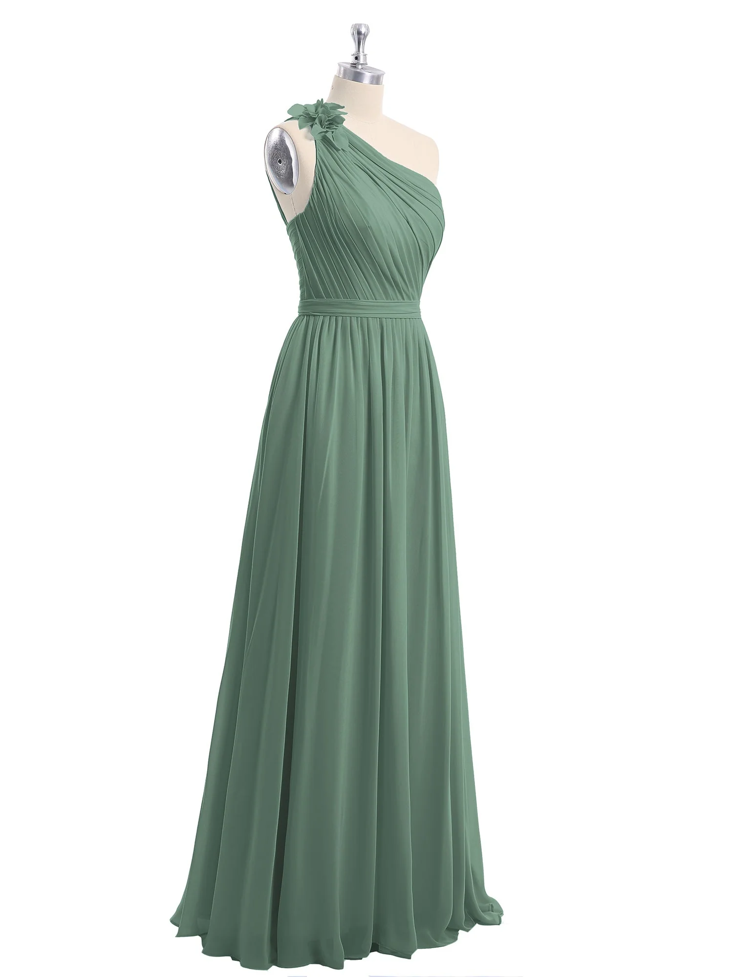Eine Blume Schulter Chiffon Kleid mit Säckel Eukalyptus - Image 6