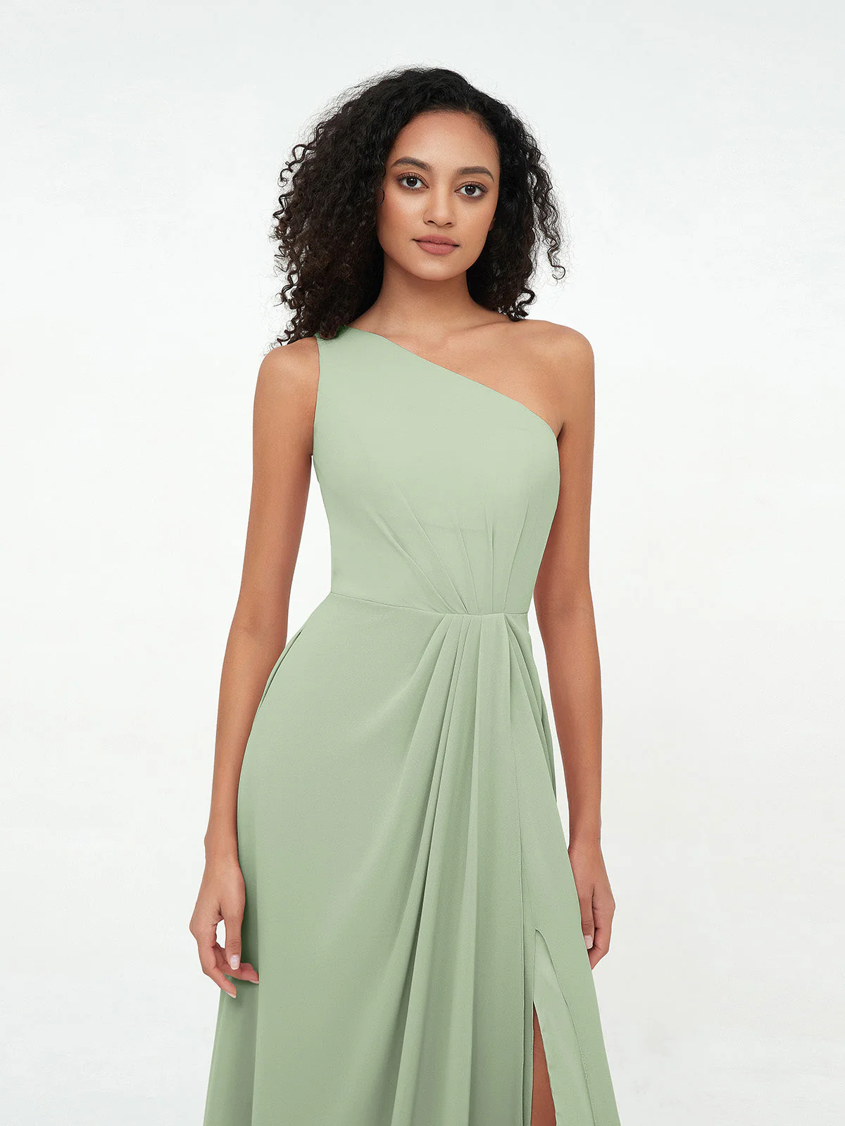 Eine Schulter Chiffon Maxi Kleider mit Schlitz Sale - Image 4