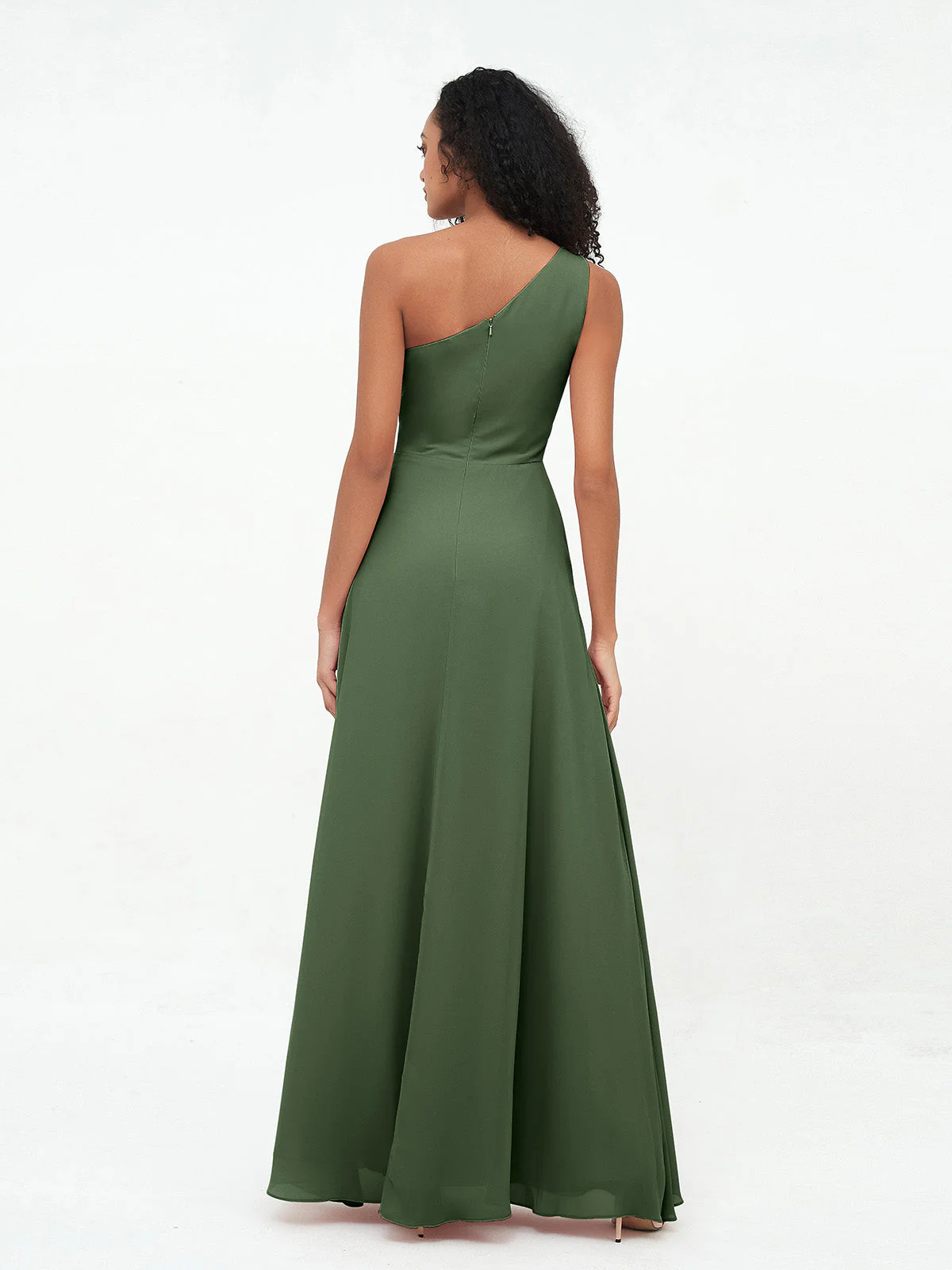 Eine Schulter Chiffon Maxi Kleider mit Schlitz Sale - Image 6