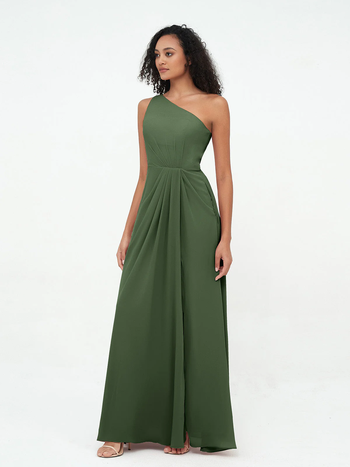 Eine Schulter Chiffon Maxi Kleider mit Schlitz Sale - Image 7