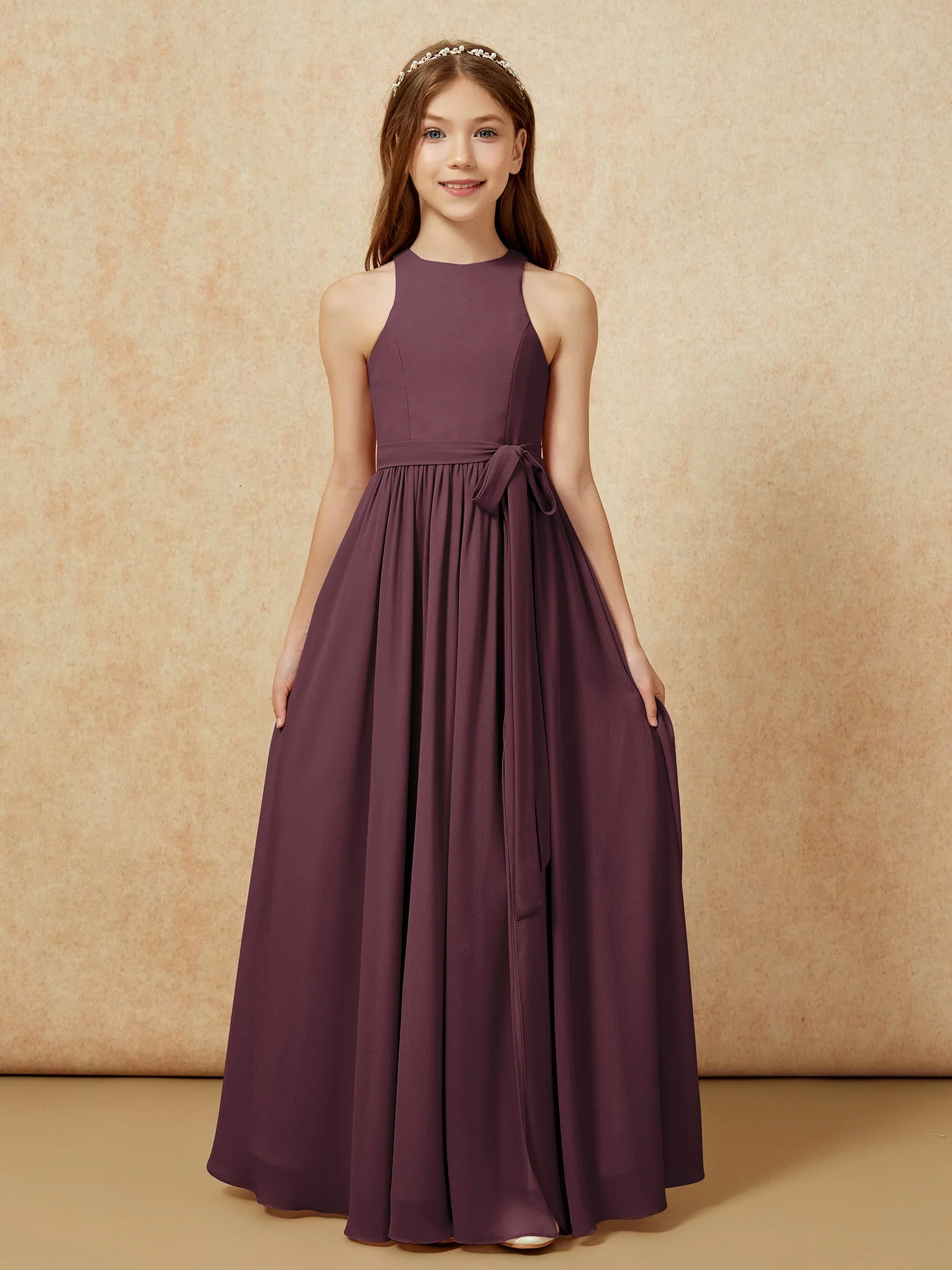 Einfach Ärmellos Chiffon Junge Brautjungfernkleider Cabernet - Image 8