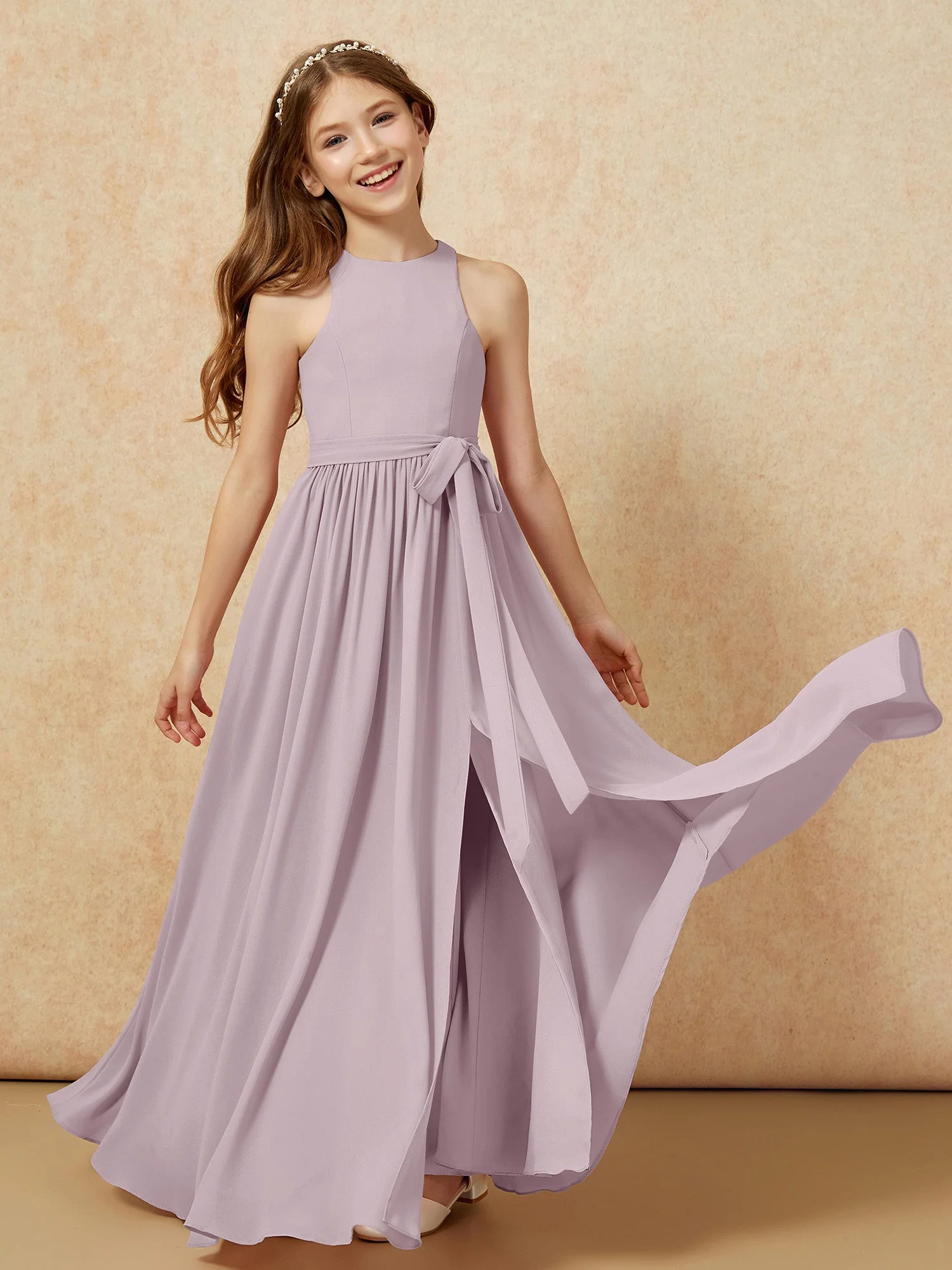 Einfach Ärmellos Chiffon Junge Brautjungfernkleider Dämmerung - Image 10